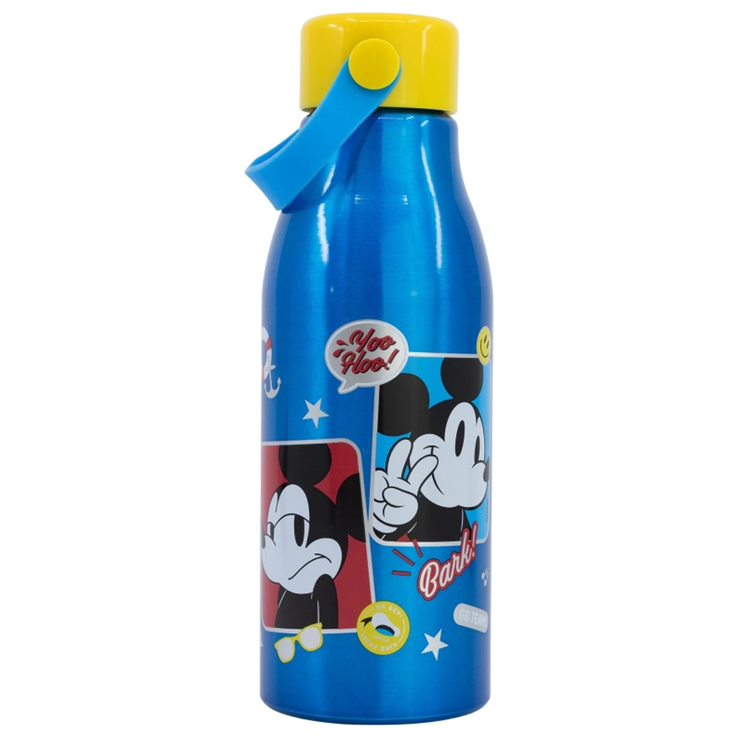 Disney Mickey Fun-Tastic Flexi Aluminium Wasserflasche mit Schraubverschluss und Aufhänger, 760 ml Produktfoto