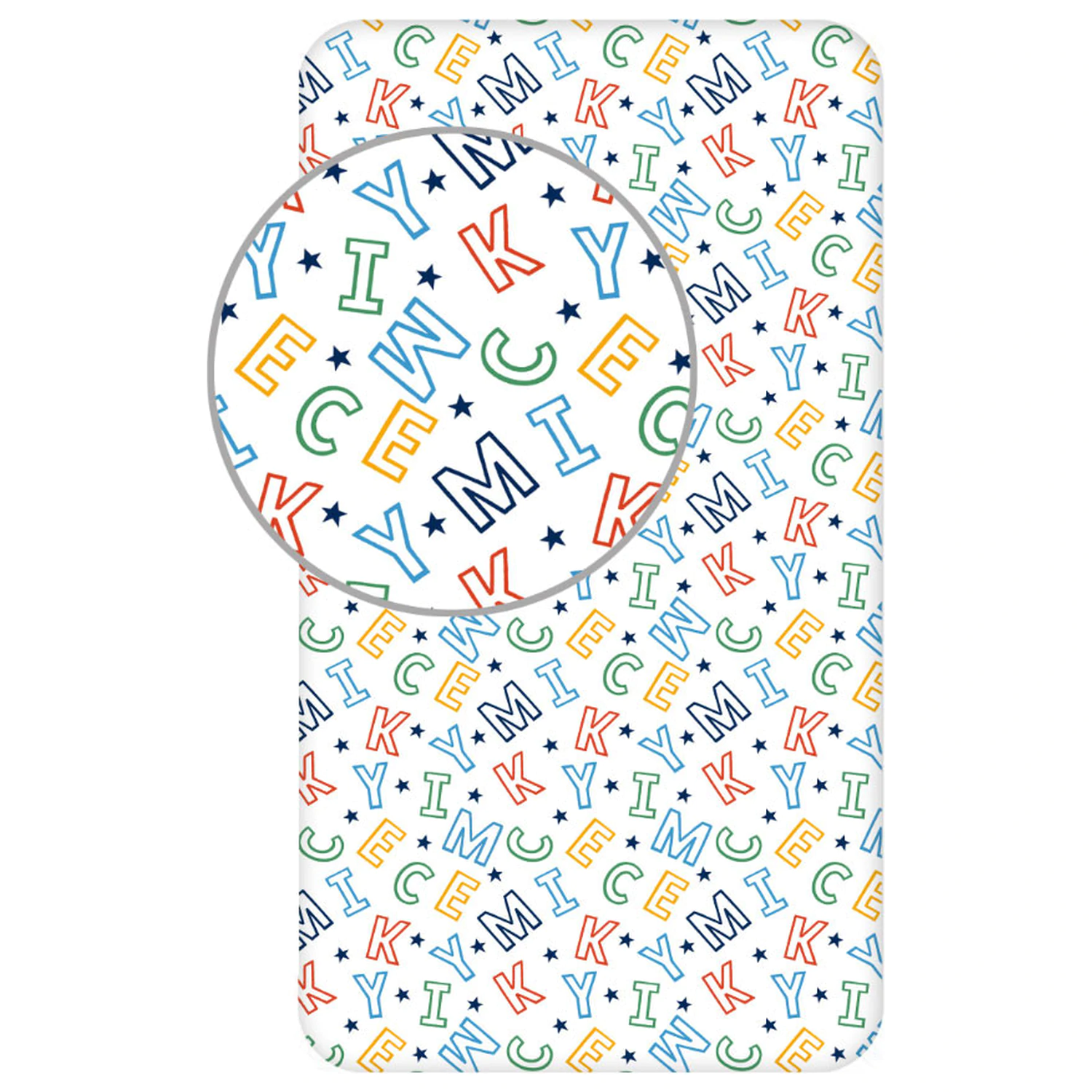 Disney Mickey Letters Spannbettlaken 90x200 cm Produktfoto