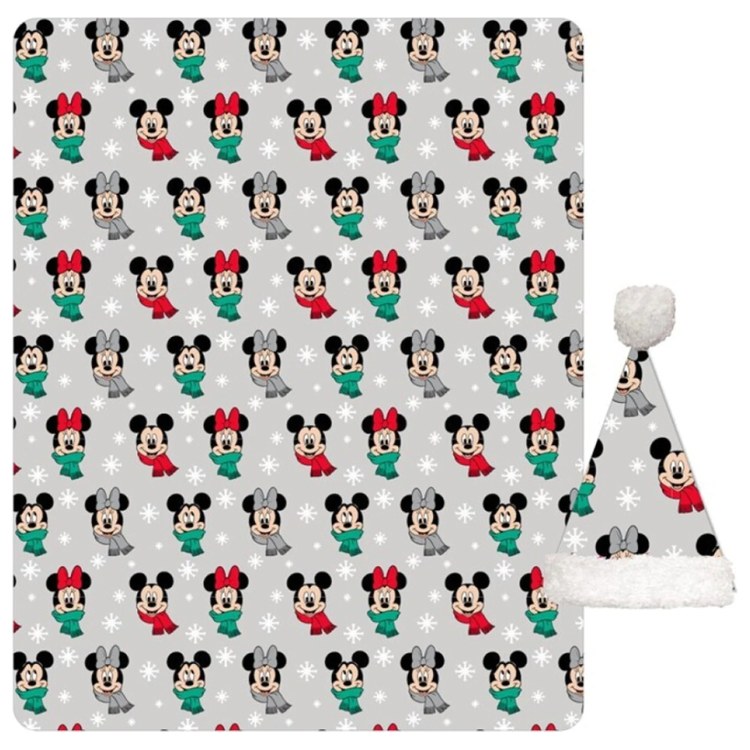 Disney Mickey, Minnie Christmas Noel Coral Fleece Decke und Hut Set Produktfoto