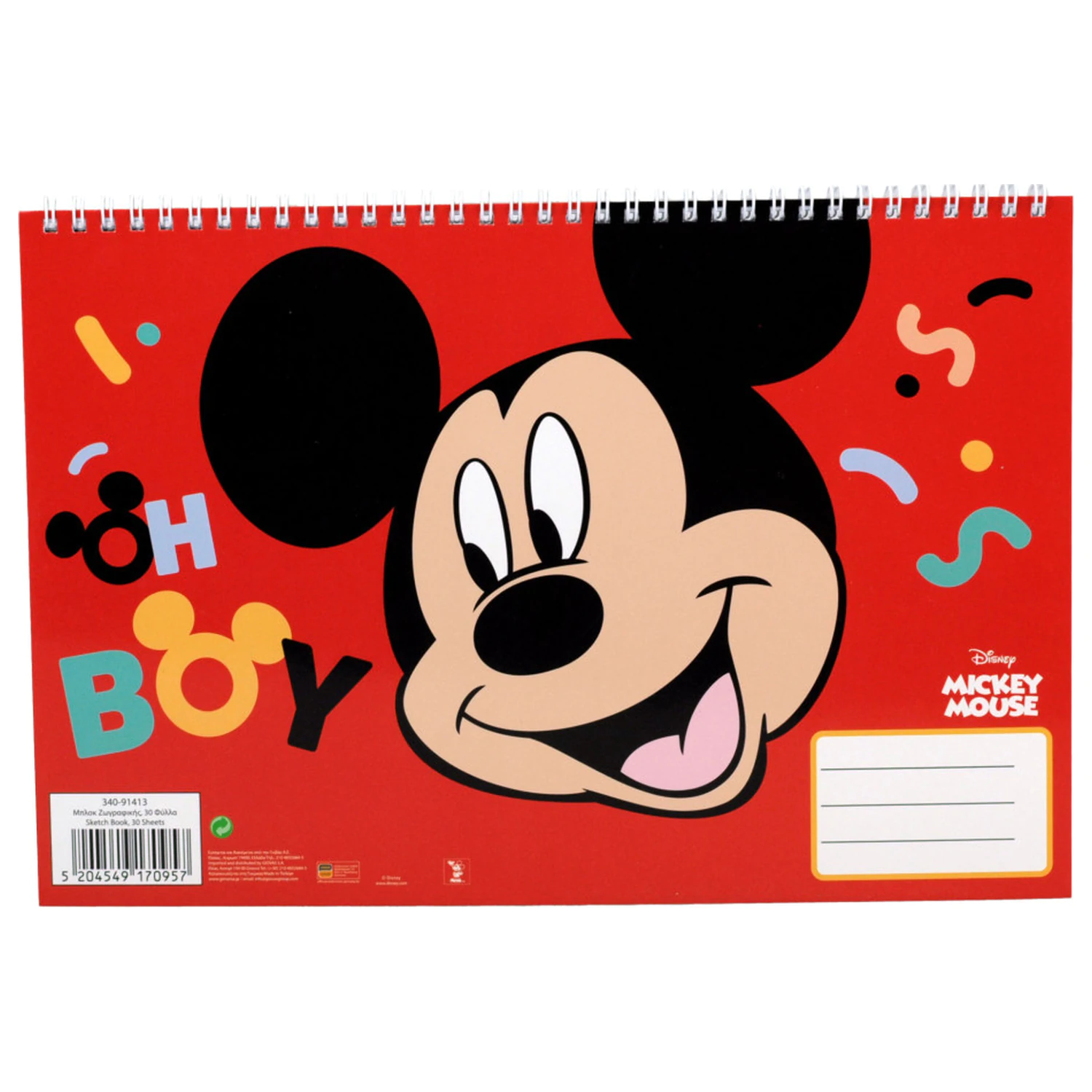 Disney Mickey Oh Boy A4 Spiral Skizzenbuch, 30 Blatt Produktfoto