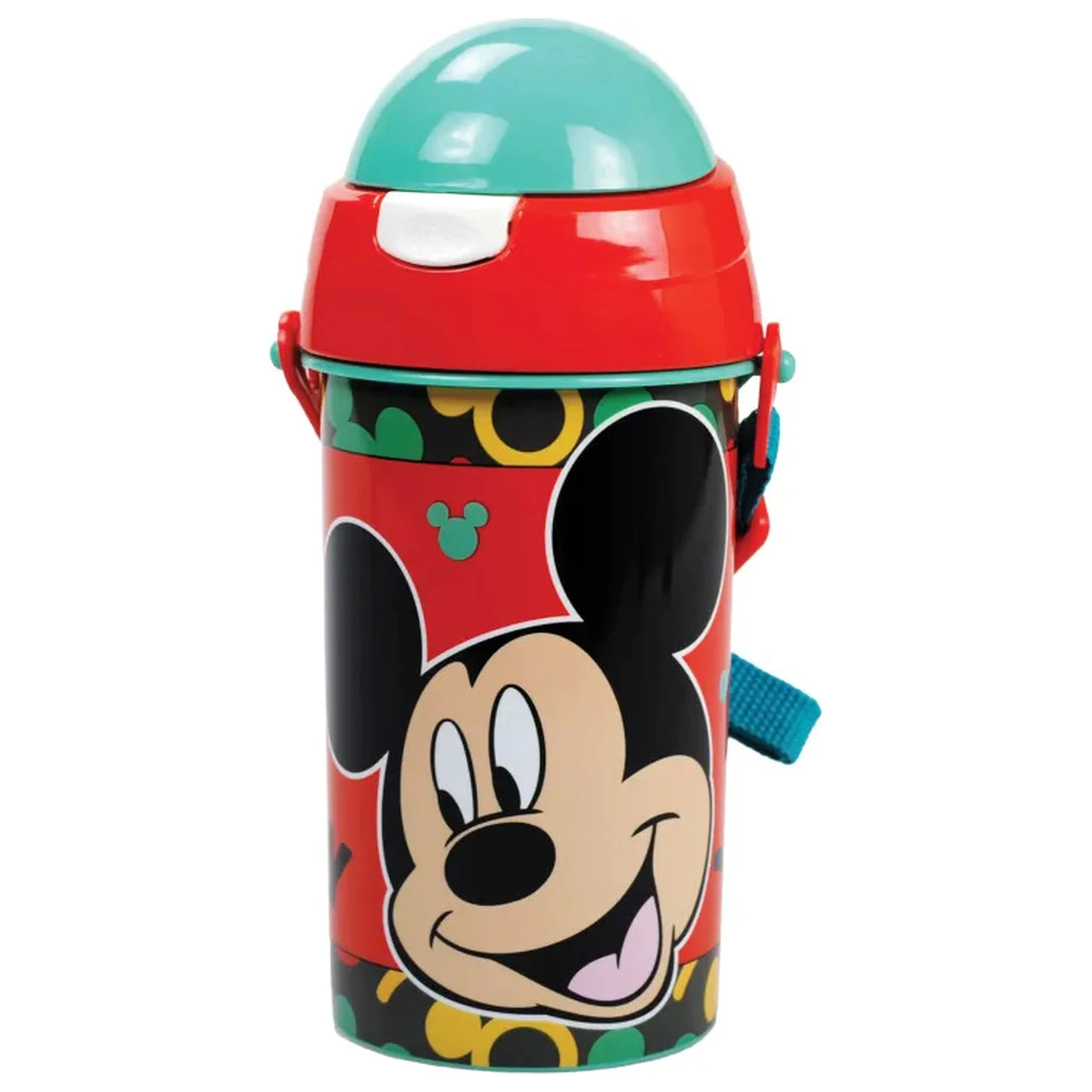 Disney Mickey Mouse Oh Boy Kunststoff Trinkflasche mit Strohhalm und Umhängeband 500 ml Produktfoto