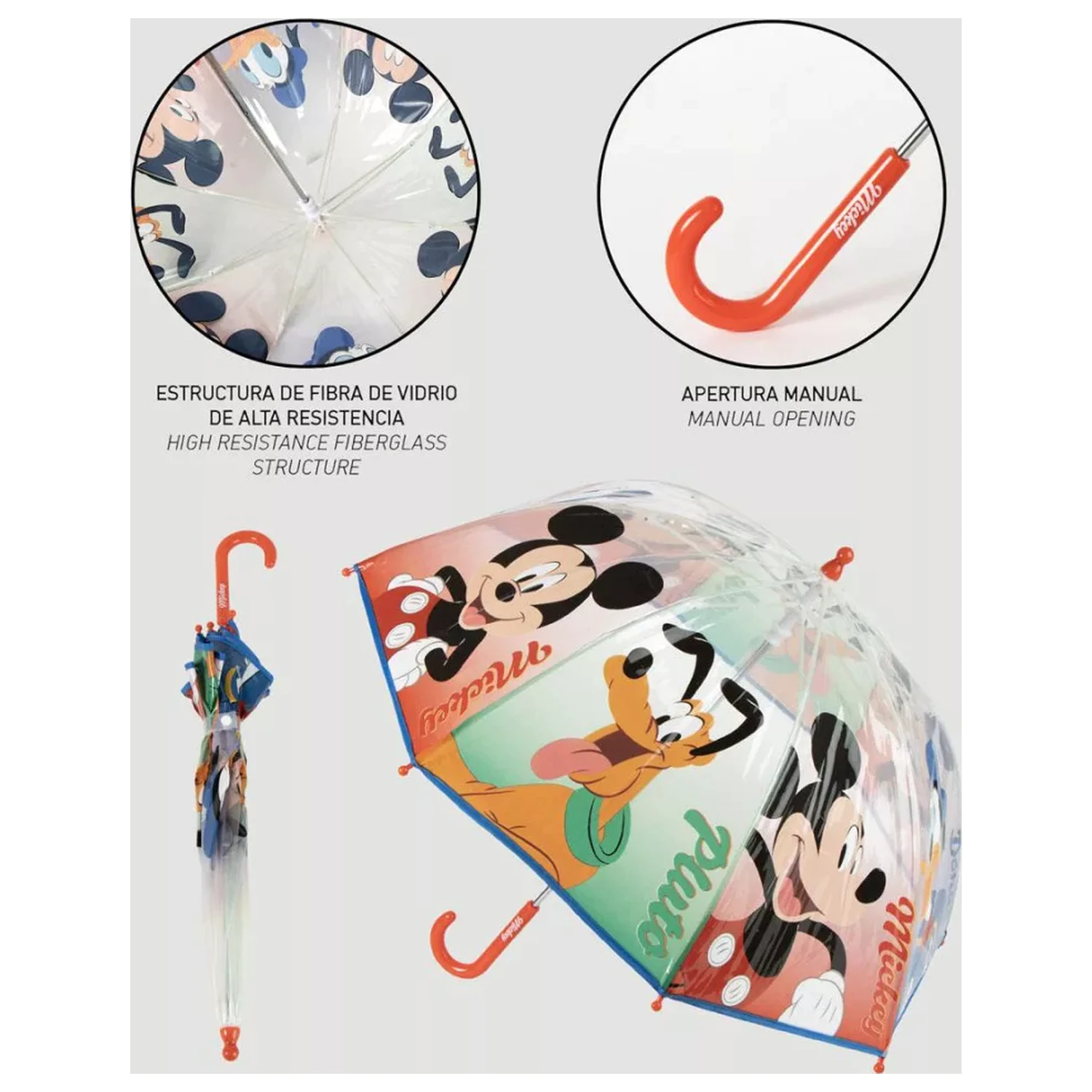 Disney Mickey Pluto Kinder transparenter Regenschirm Produktfoto