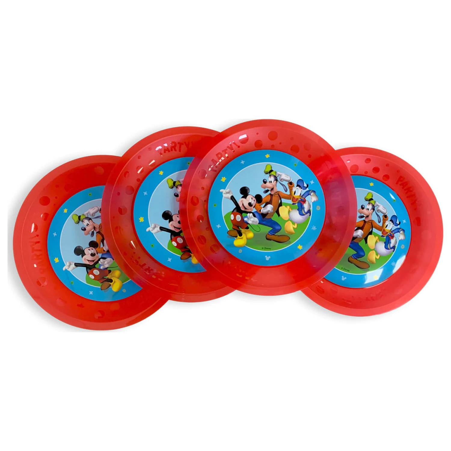 Disney Mickey Rock the House micro premium Kunststoff flacher Teller 4-teiliges Set 21 cm Produktfoto