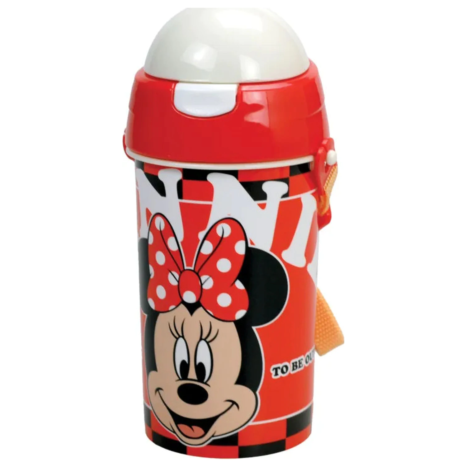 Disney Minnie Bloom Kunststoffflasche mit Strohhalm und Aufhänger 500 ml Produktfoto