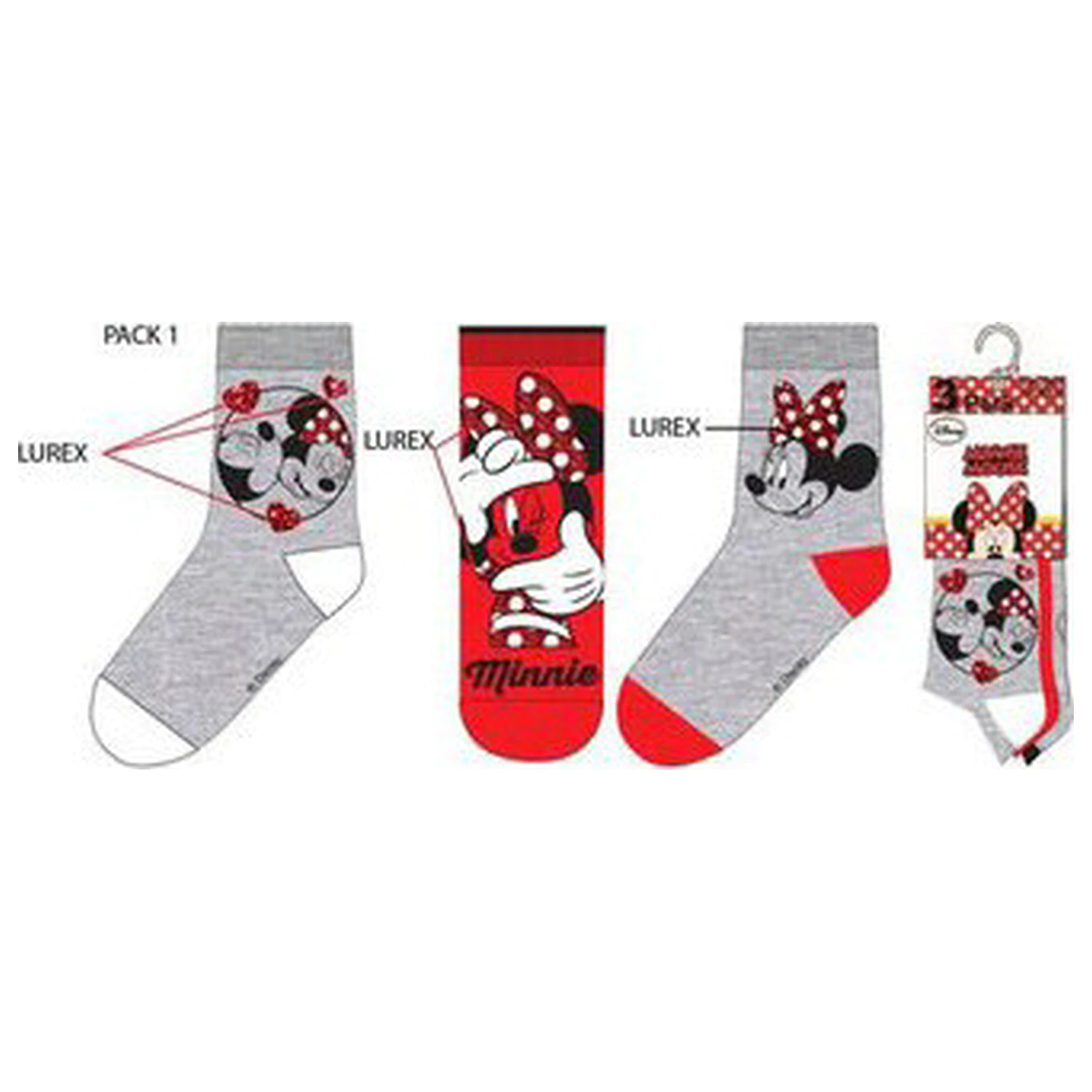 Disney Minnie Mouse Rote Schleife Kindersocken 31/34 Produktfoto