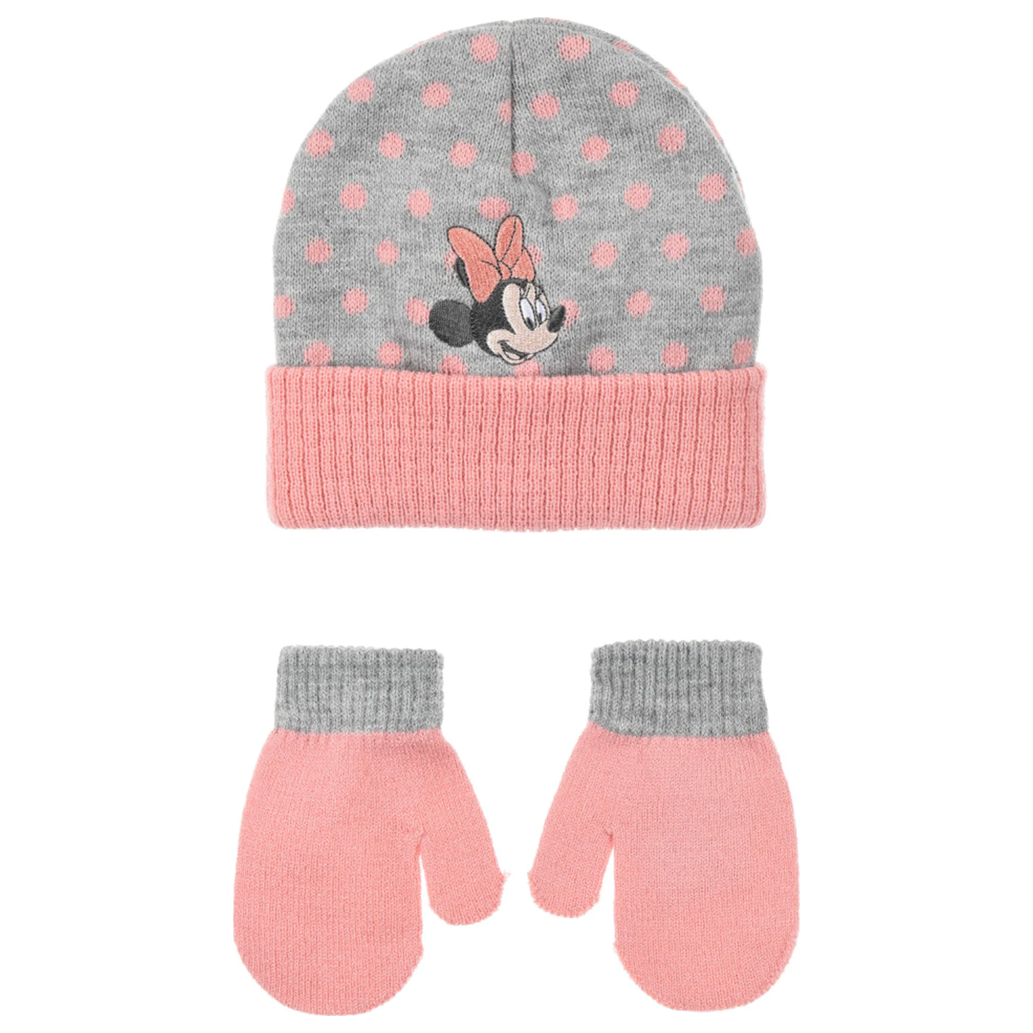 Disney Minnie Dots Grau Baby Mütze und Handschuh Set 48 cm Produktfoto