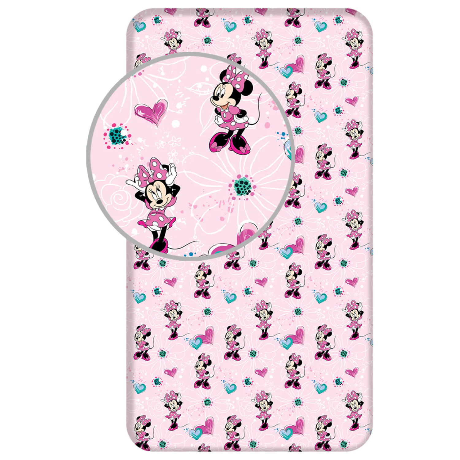 Disney Minnie Flowers Spannbettlaken 90x200 cm Produktfoto
