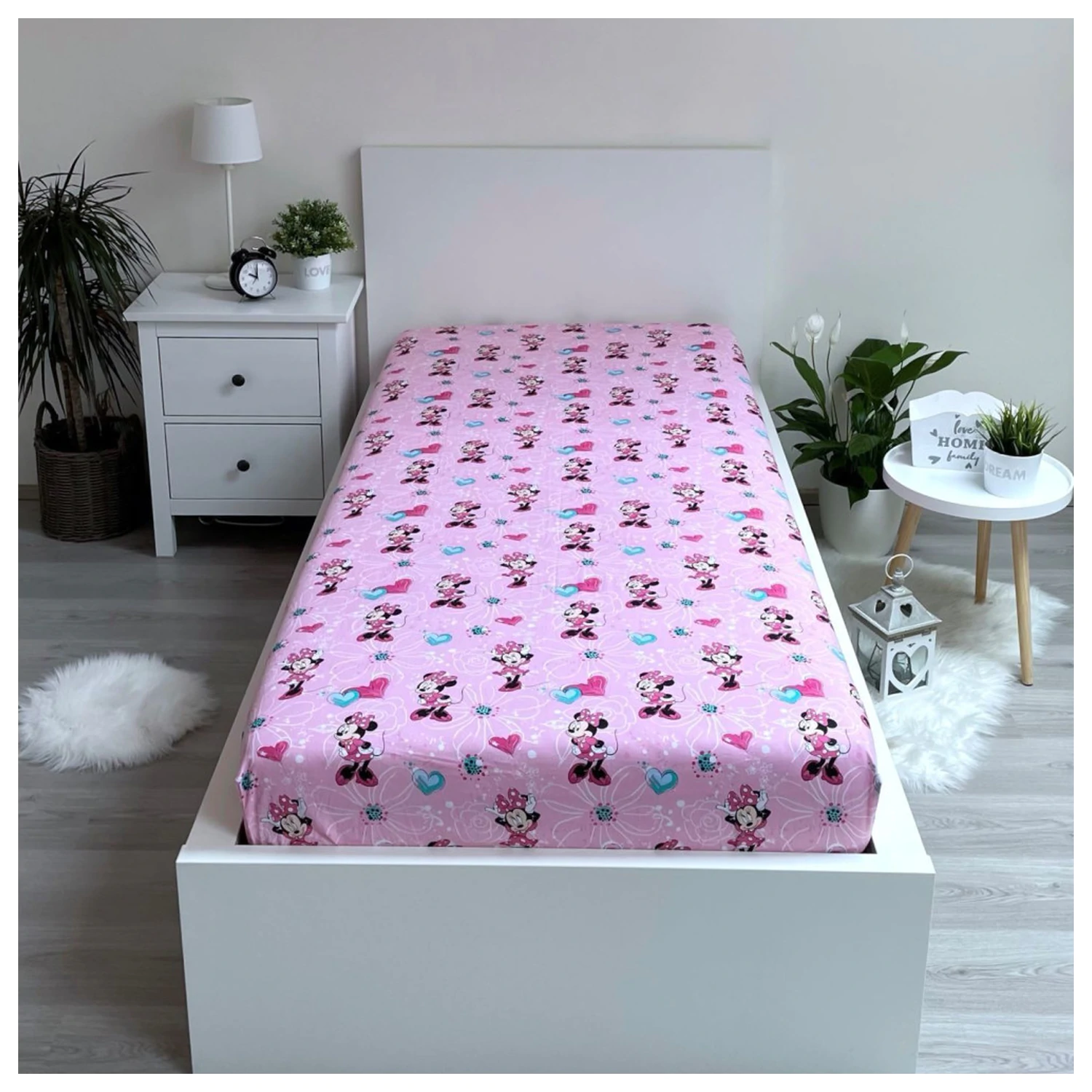 Disney Minnie Flowers Spannbettlaken 90x200 cm Produktfoto
