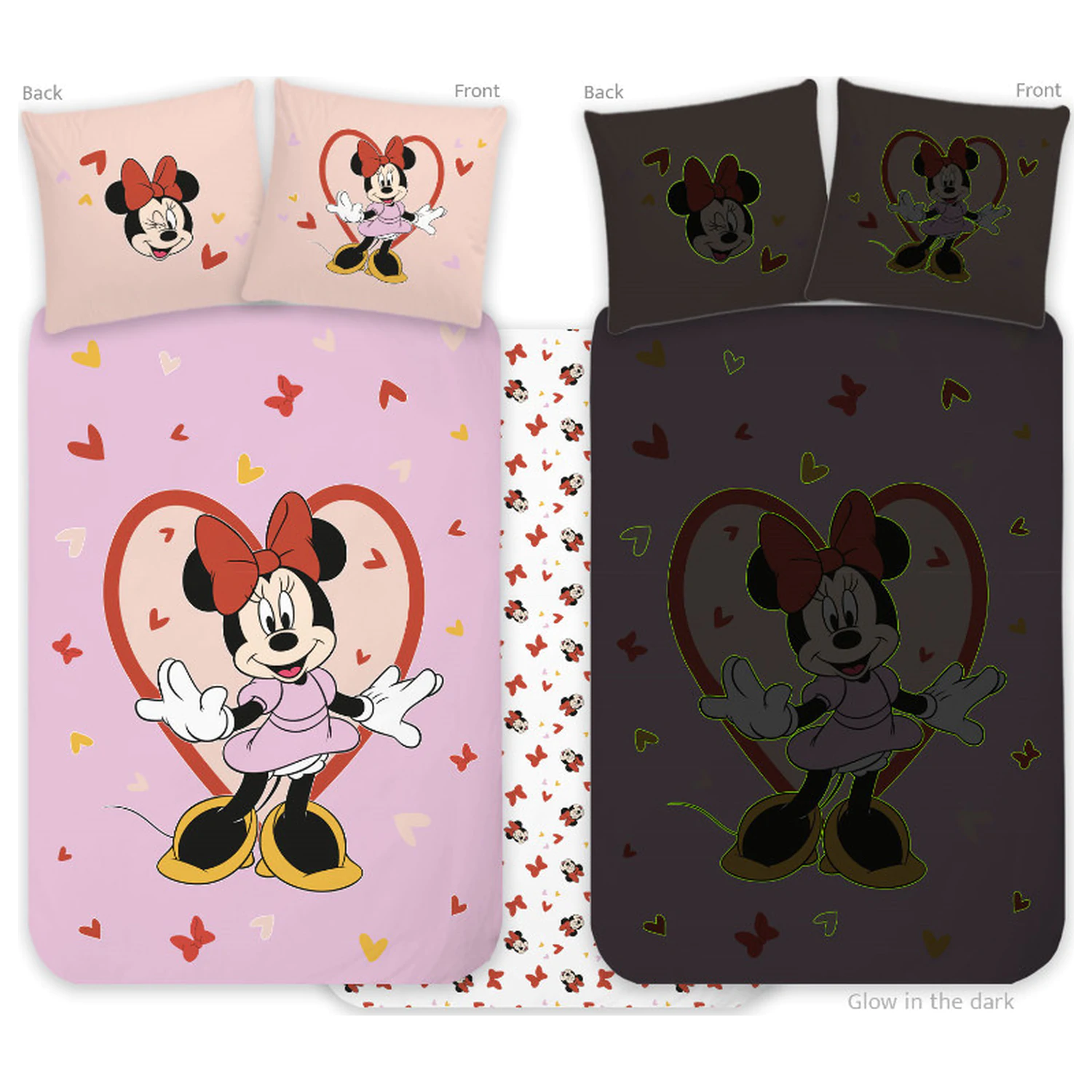Disney Minnie Heart Glow-in-the-Dark Kinder Kleinkinder Bettbezug Produktfoto