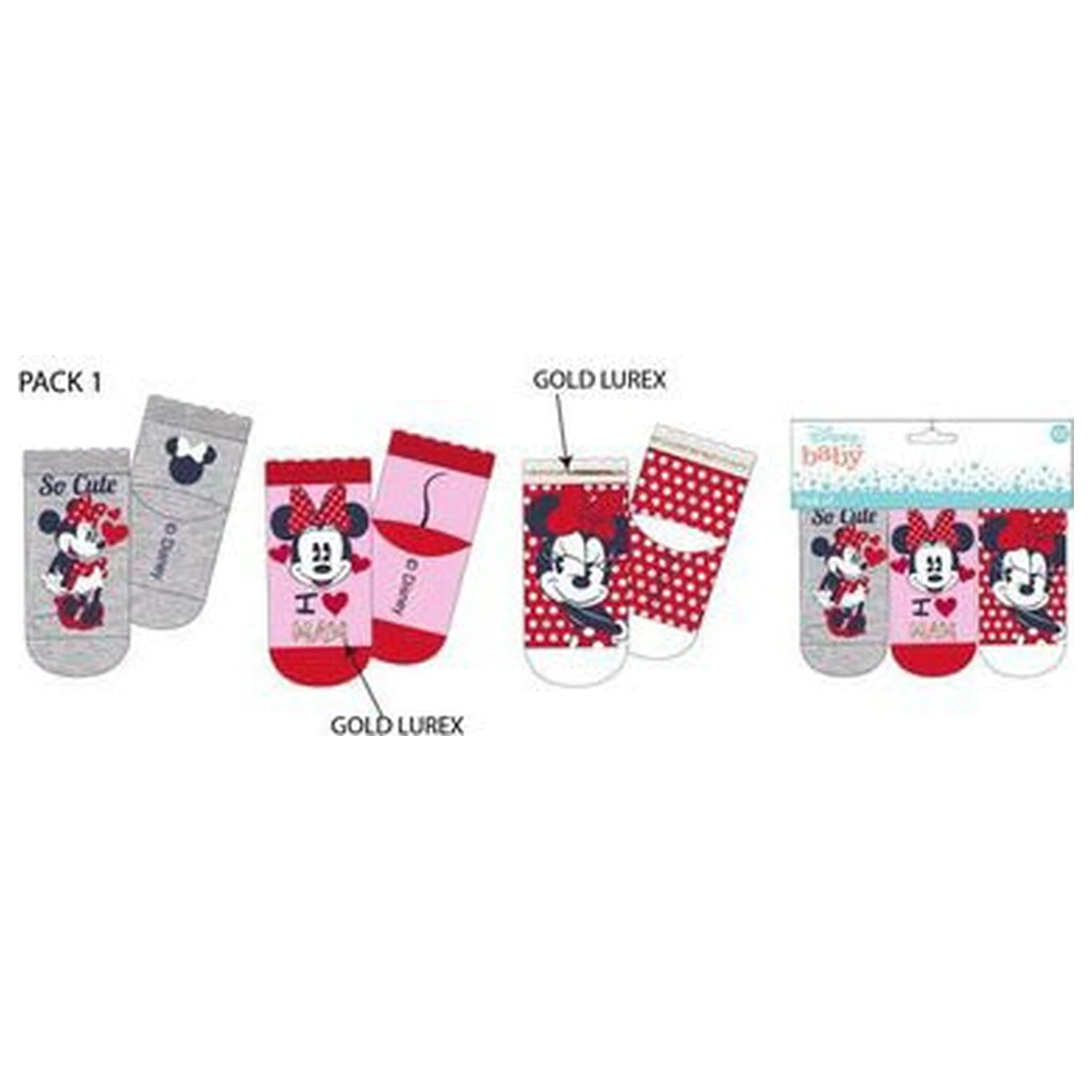 Disney Minnie Love Mom Baby-Socken 0-6 Monate Produktfoto
