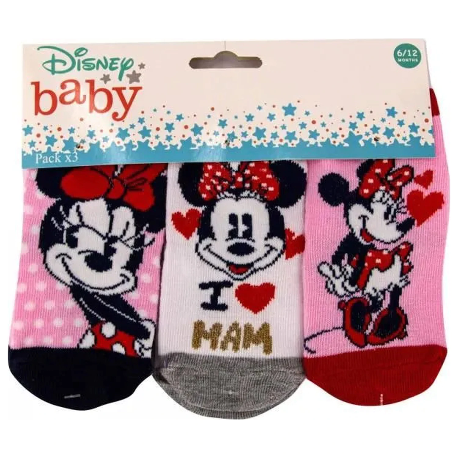 Disney Minnie Love Mom Rosa Babysocken 0-6 Monate Produktfoto