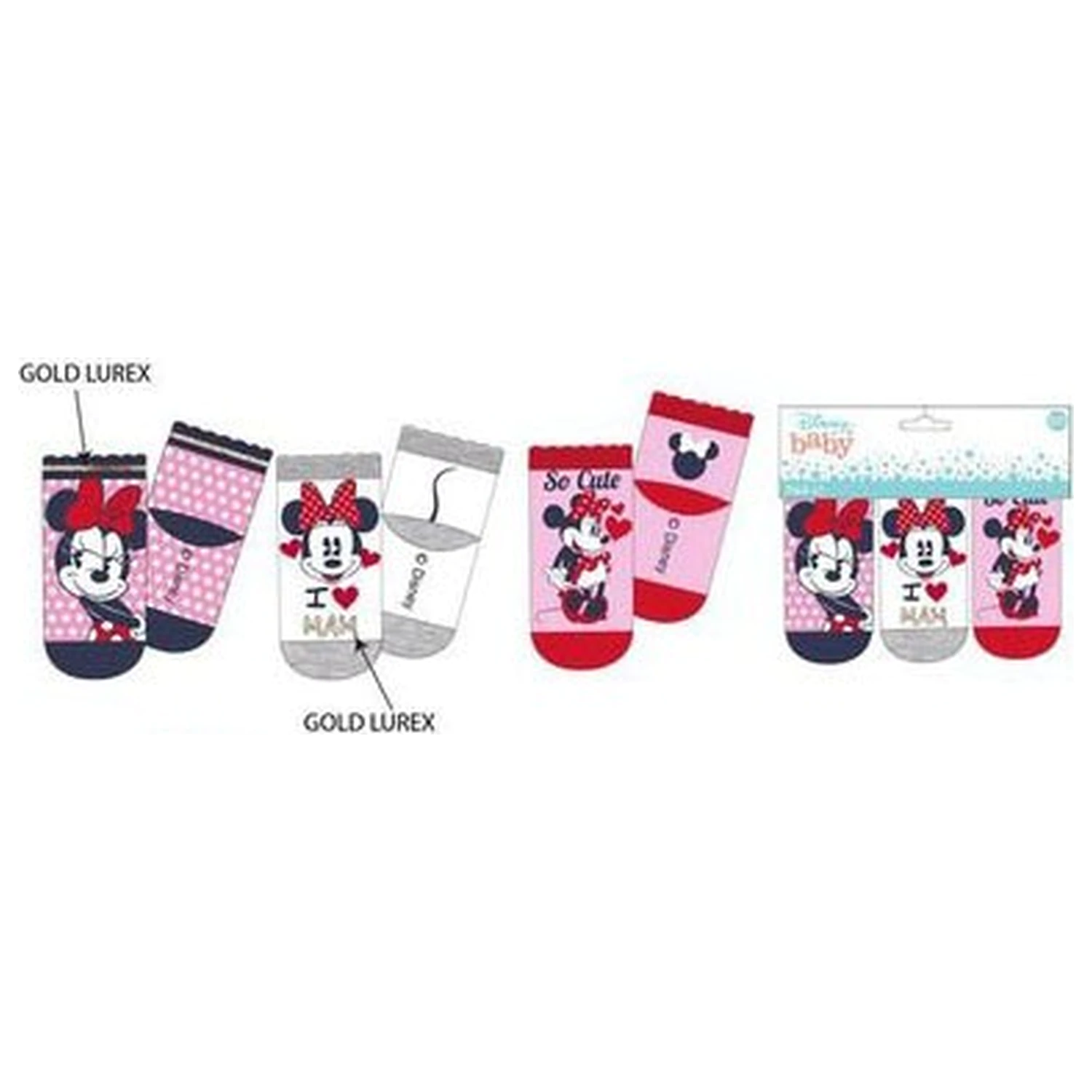 Disney Minnie Love Mom Rosa Babysocken 0-6 Monate Produktfoto