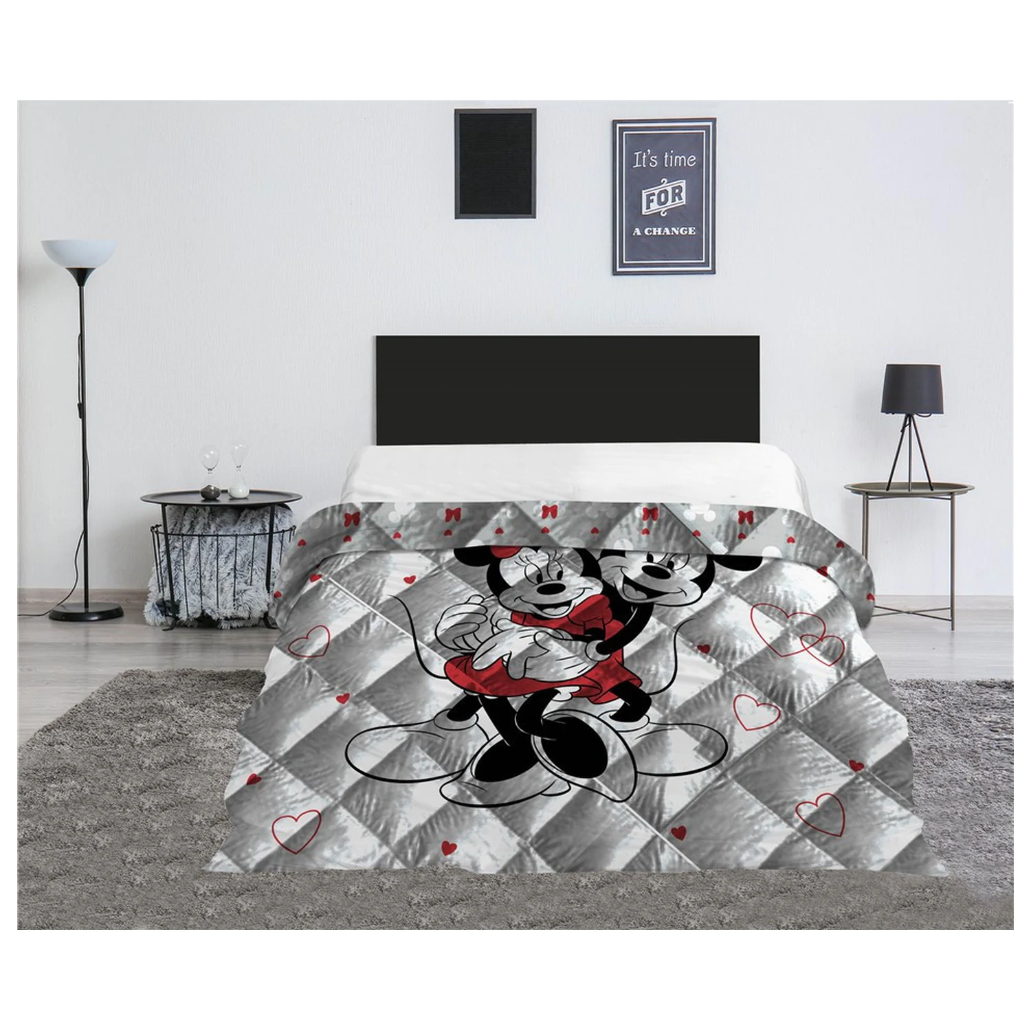 Disney Minnie Mickey Love Gesteppte Tagesdecke, Bettdecke 240x220cm Produktfoto