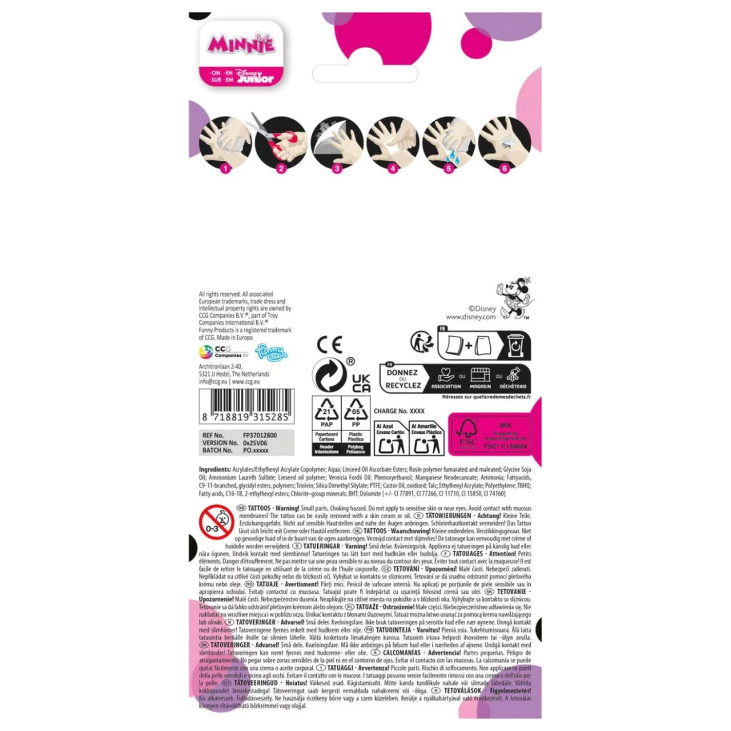 Disney Minnie Smile Tattoo 12 Stück Produktfoto