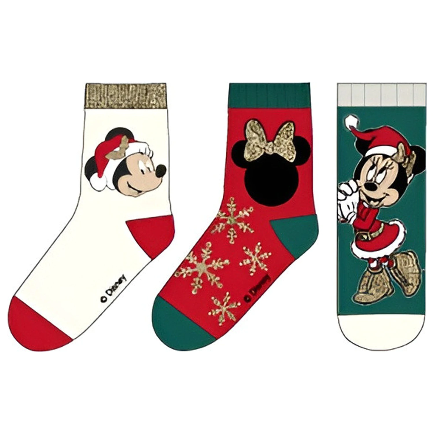 Disney Minnie Snow Green Christmas Kindersocken 27/30 Produktfoto