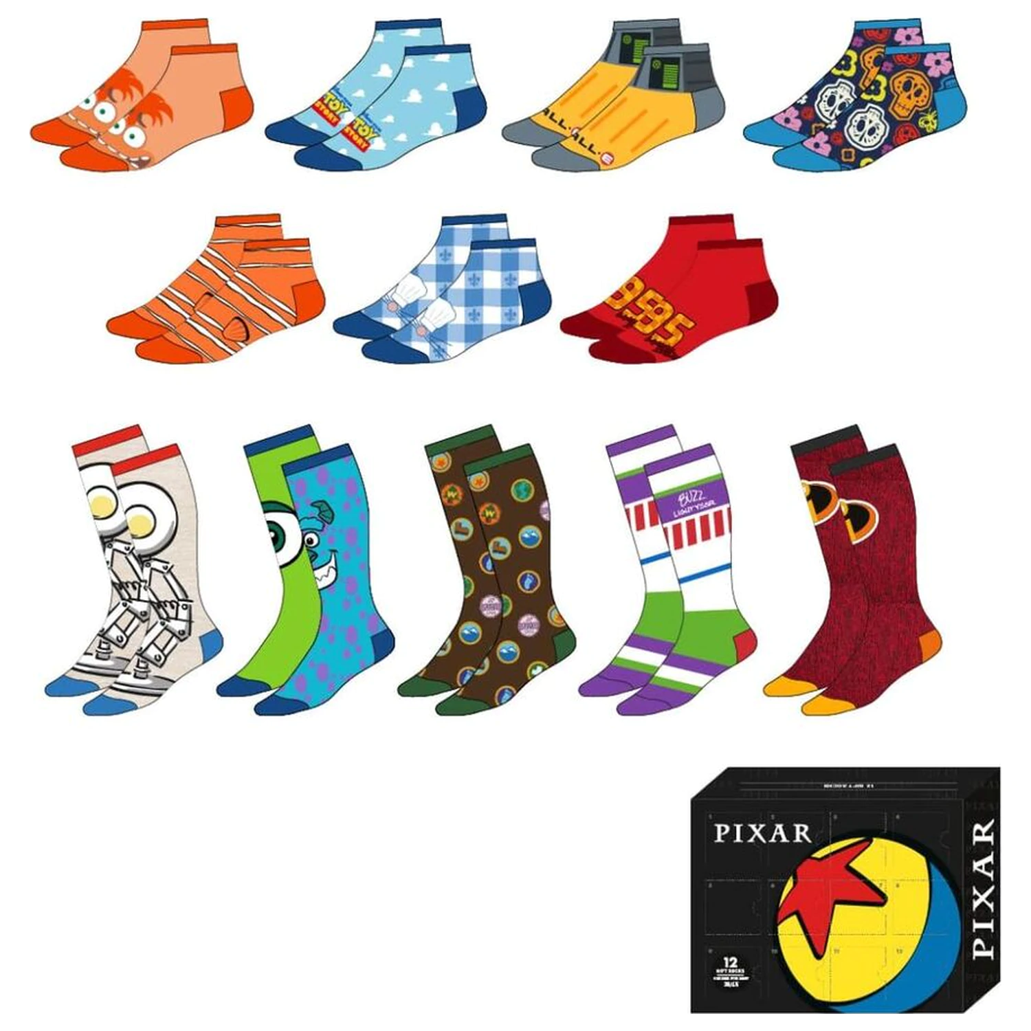 Disney Pixar Erwachsenen 12 Socken Set Produktfoto