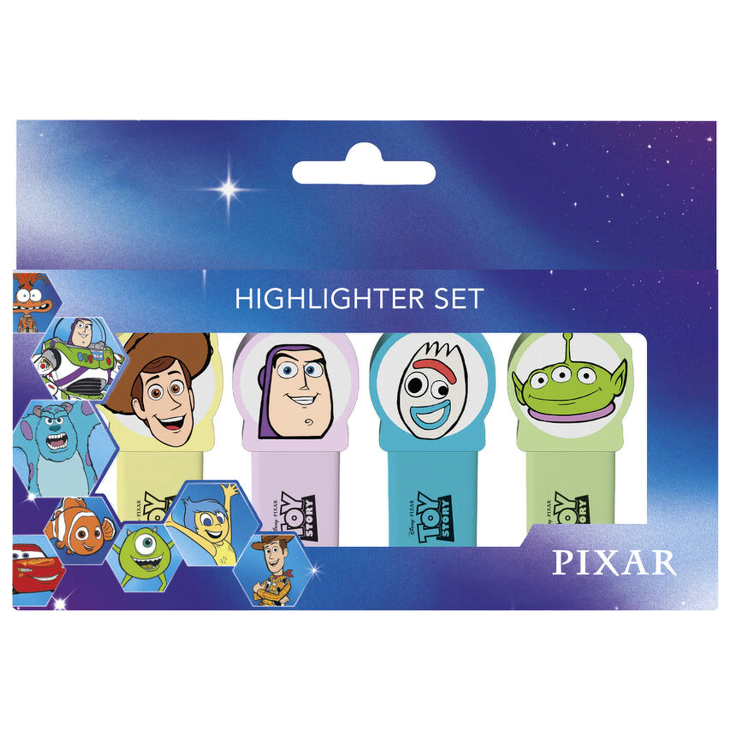 Disney Pixar Toy Story Set aus 4 Textmarkern mit Aufsatz Produktfoto