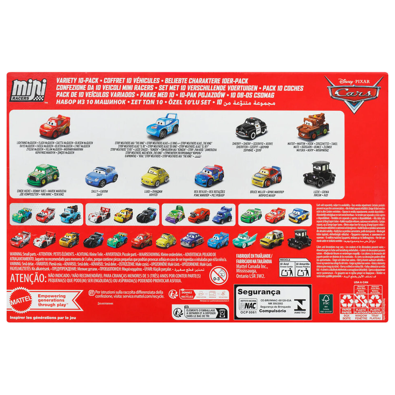 Disney Pixar Cars blister 10 Mini-Fahrzeuge Produktfoto