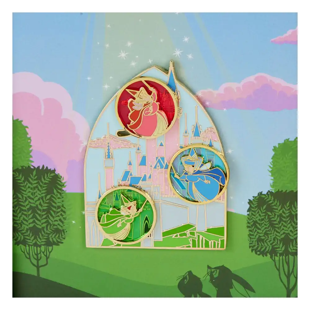 Disney by Loungefly Sliding Enamel Pin Ansteck-Pin Sleeping Beauty Aurora Castle &amp; Fairies Limited Edition 8 cm Produktfoto
