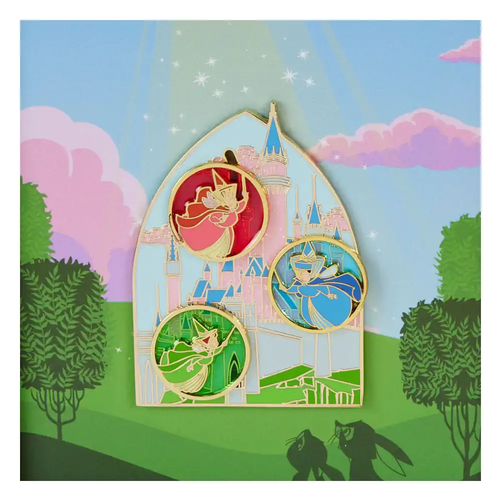 Disney by Loungefly Sliding Enamel Pin Ansteck-Pin Sleeping Beauty Aurora Castle &amp; Fairies Limited Edition 8 cm Produktfoto