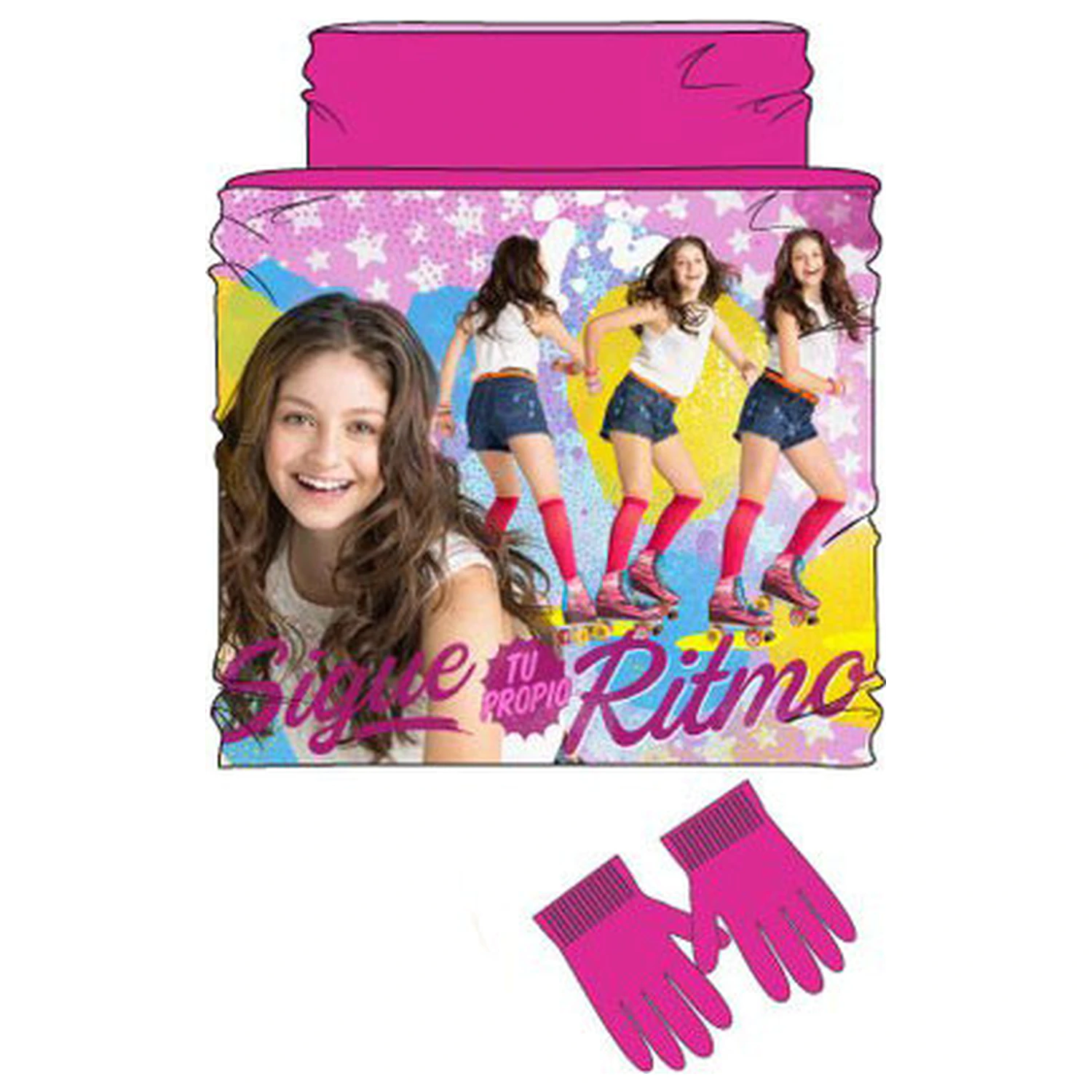 Disney Soy Luna Ritmo Kinder Schal, Schlauchschal + Handschuhe Set Produktfoto