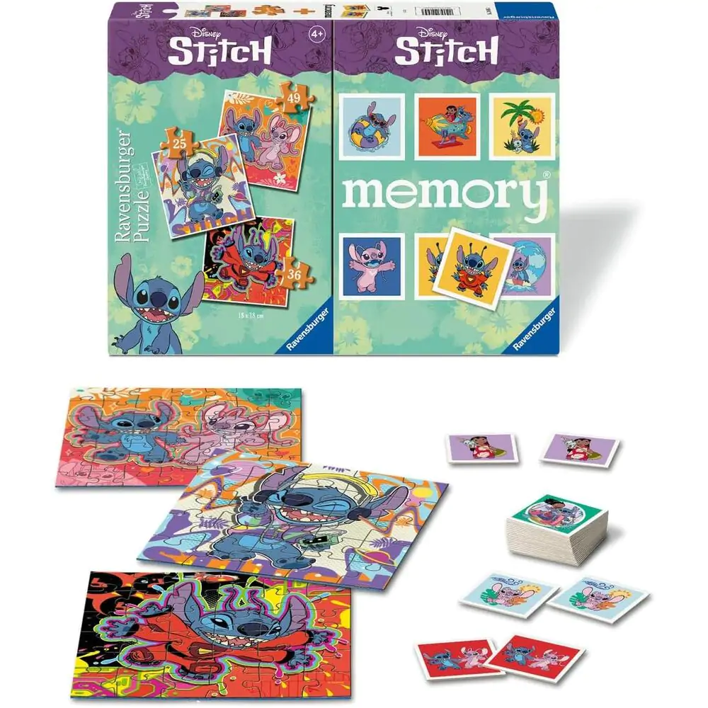 Disney Stitch 3 Puzzles und Memory Multipack Produktfoto