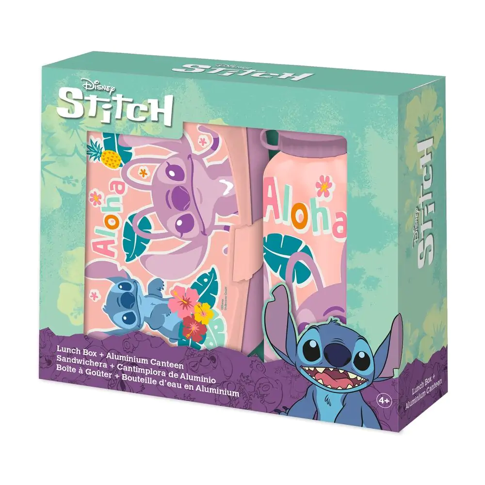 Disney Stitch Aluminium Flasche 500ml und Lunchbox Produktfoto