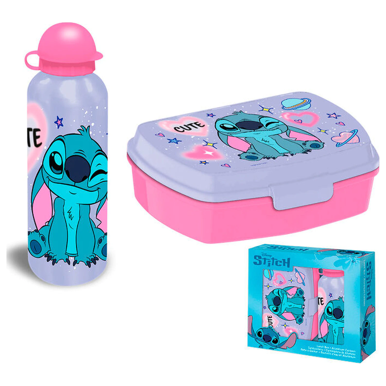 Disney Stitch Aluminiumflasche + Lunchbox Produktfoto