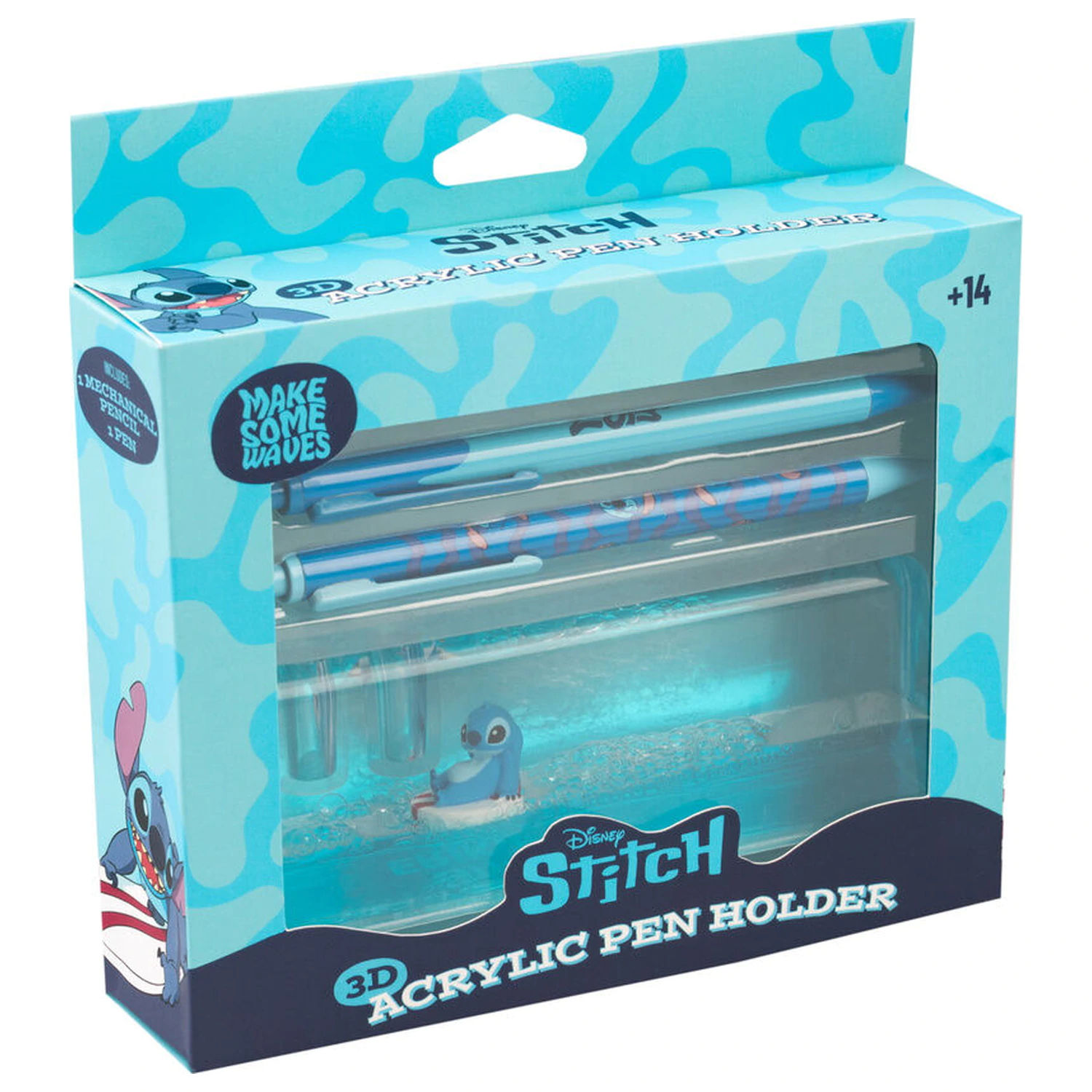 Disney Stitch Set aus Bleistift, Kugelschreiber und Acryl-Ständer Produktfoto