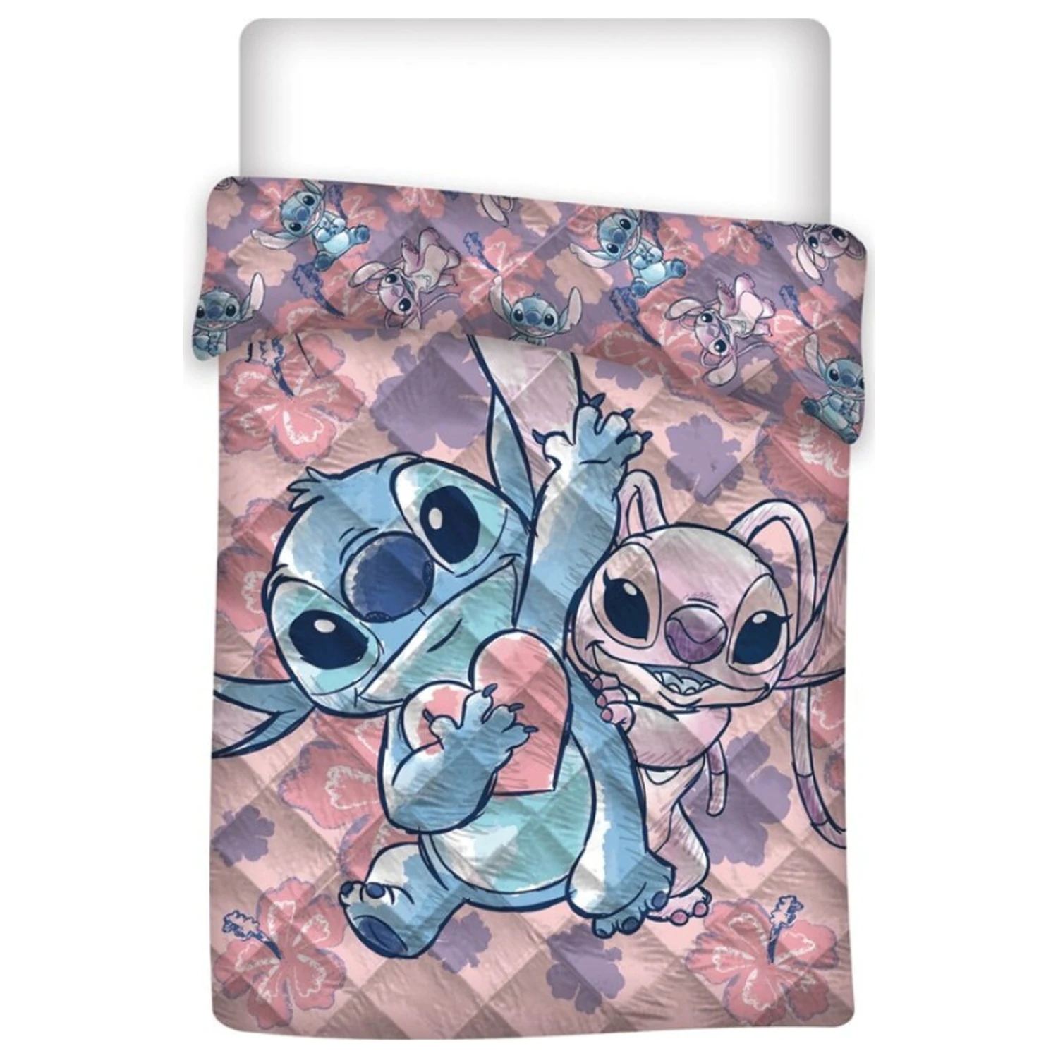 Disney Stitch Herz Gesteppte Tagesdecke Produktfoto