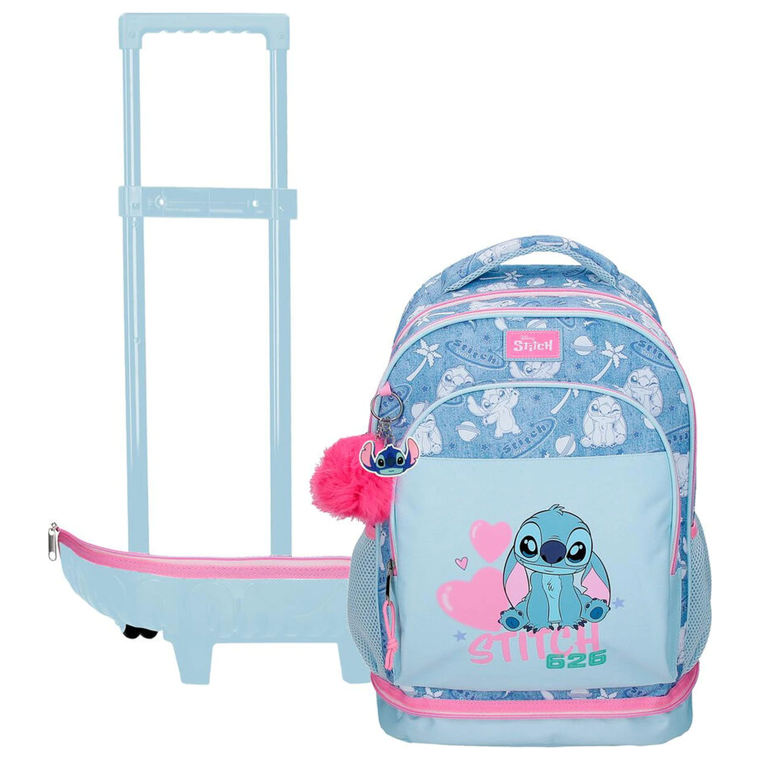 Disney Stitch Hearts ausziehbarer kompakter Trolley 43cm Produktfoto