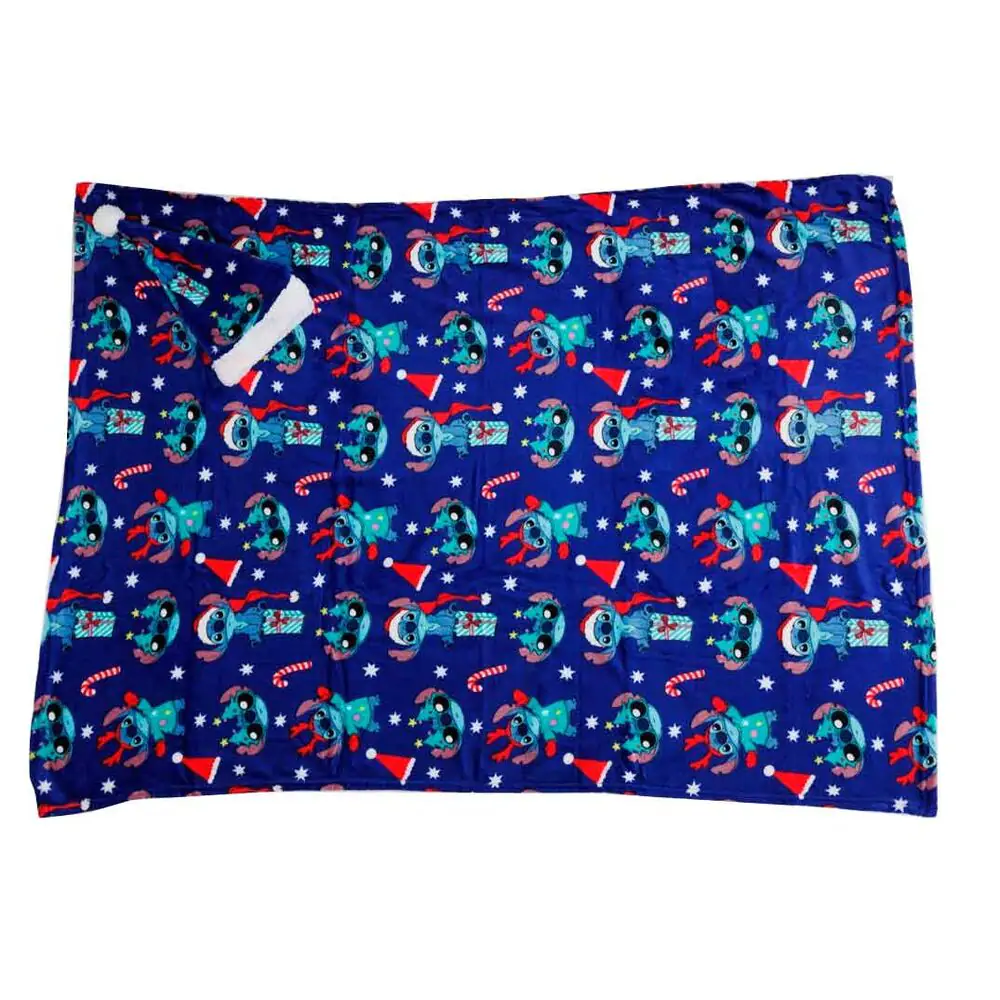 Disney Stitch Korallenfarbene Decke + Hut Set Produktfoto
