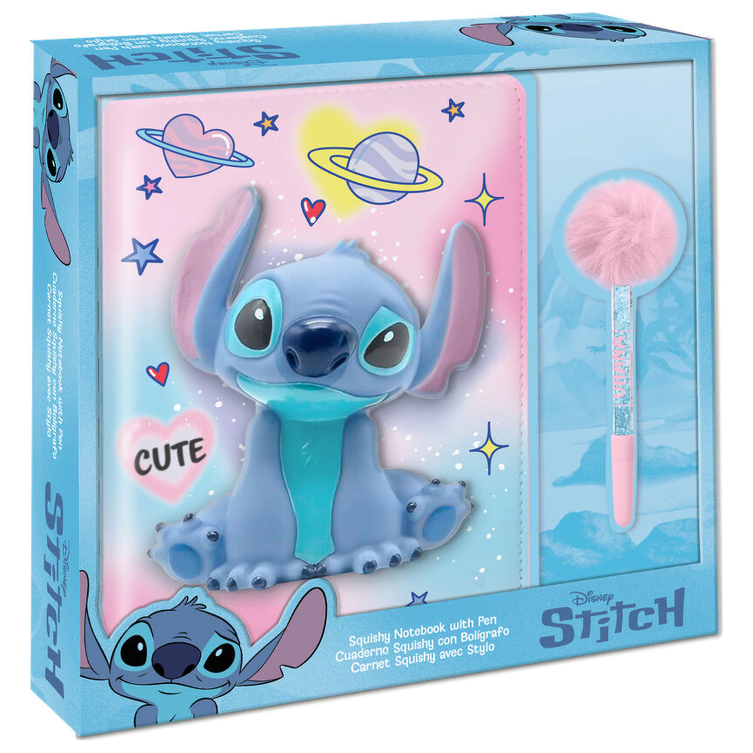 Disney Stitch Squshy Notizbuch + Pompon-Stift Produktfoto