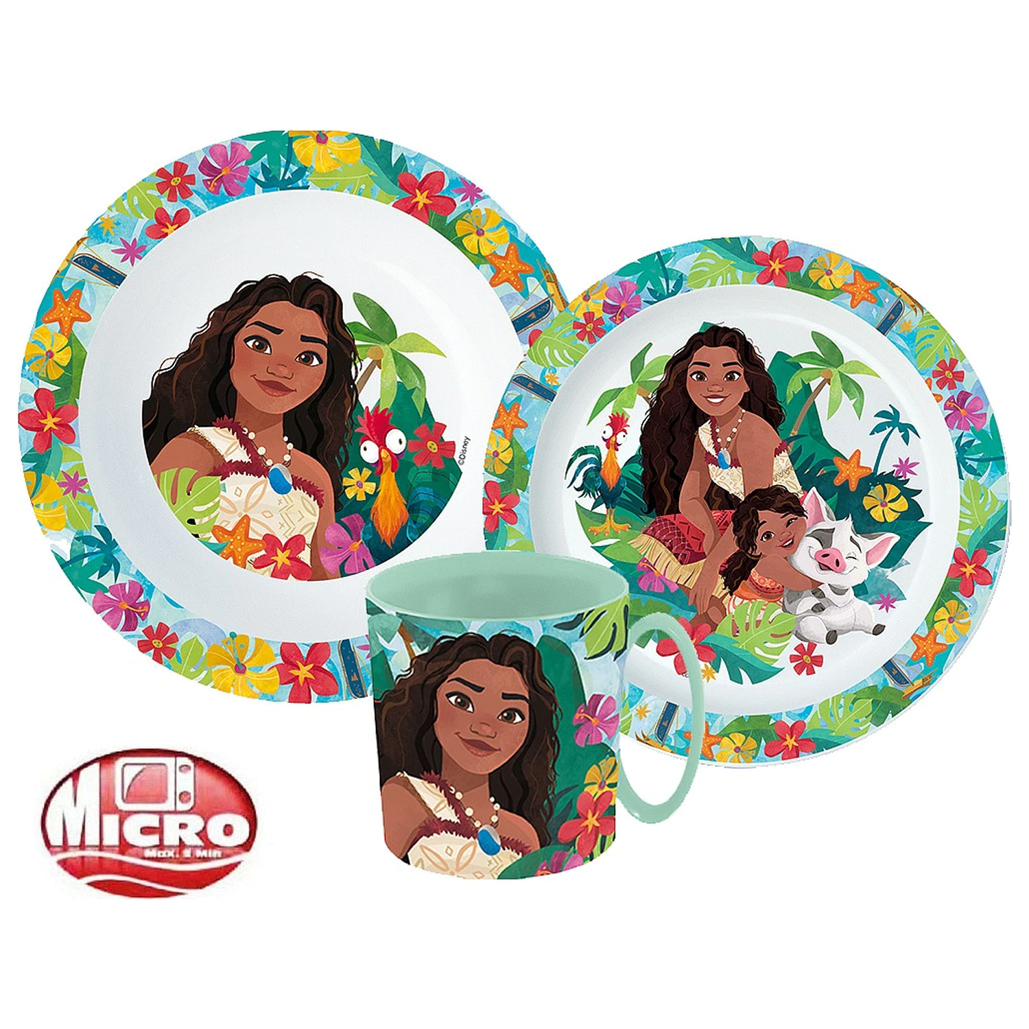 Disney Moana Lagoon Geschirr-Set, Micro Kunststoff-Set mit Tasse Produktfoto