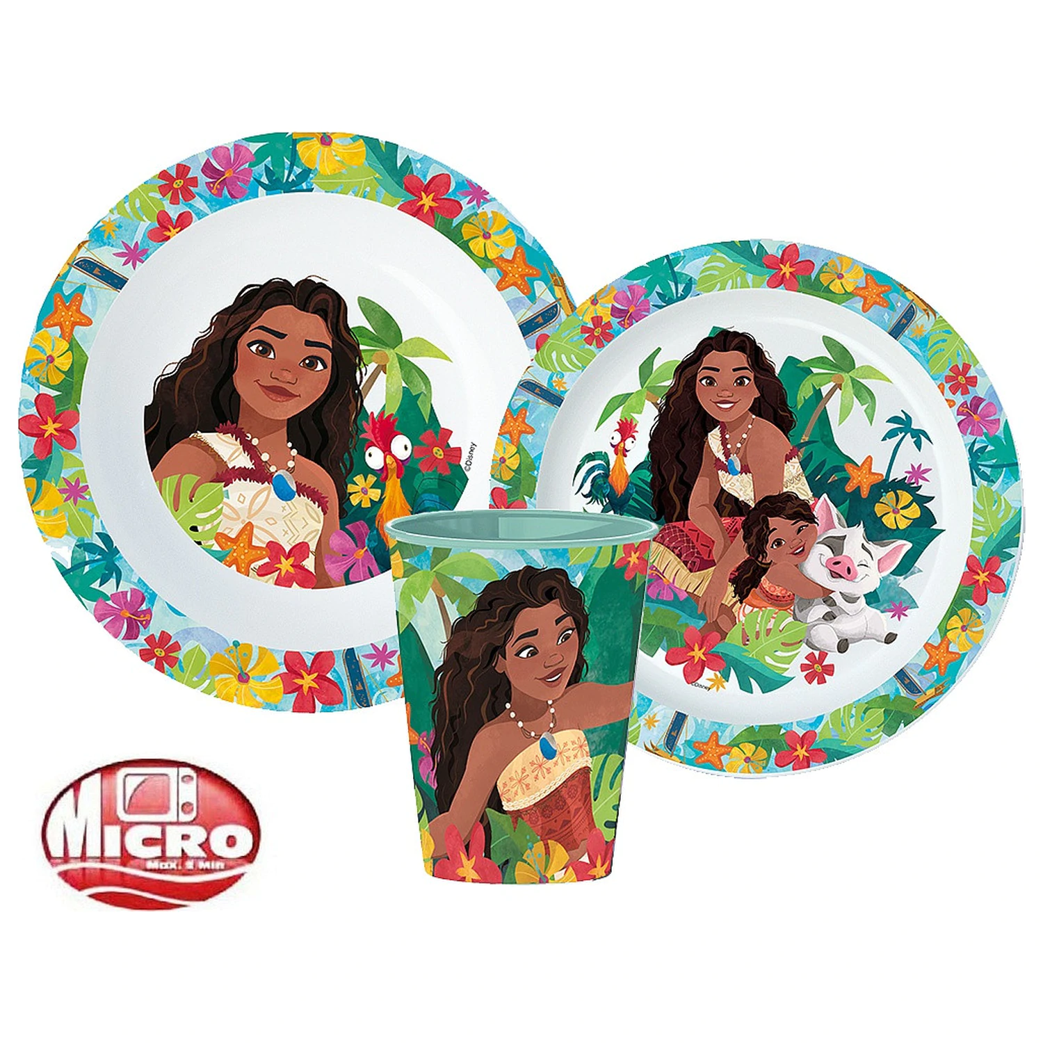 Disney Moana Lagoon Geschirr-Set, Micro Kunststoff-Set mit Glas 260 ml Produktfoto