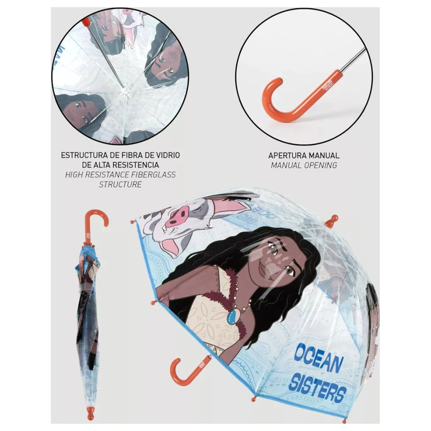 Disney Moana Ocean Sisters Kinder Transparenter Regenschirm Produktfoto