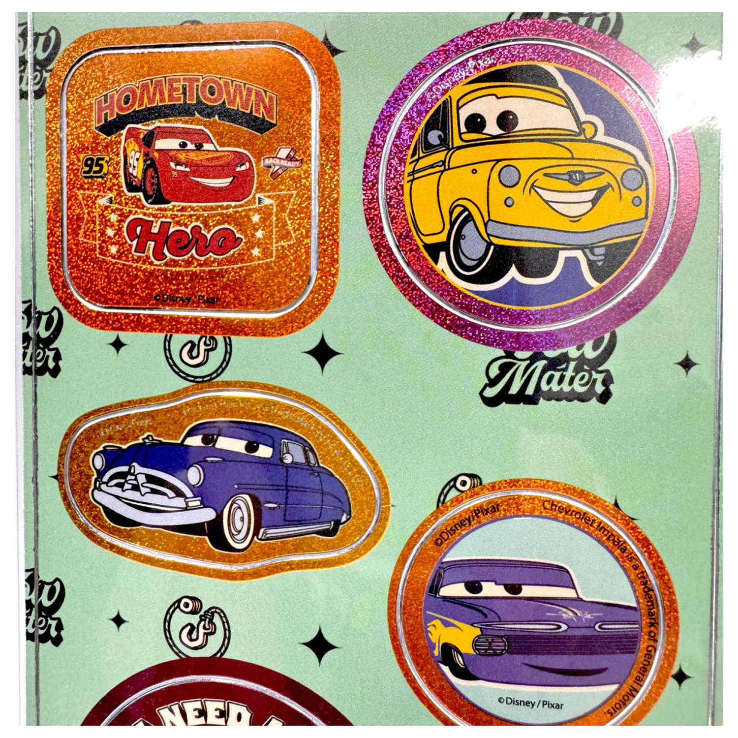 Disney Cars Hometown Holographisches Aufkleber Set Produktfoto