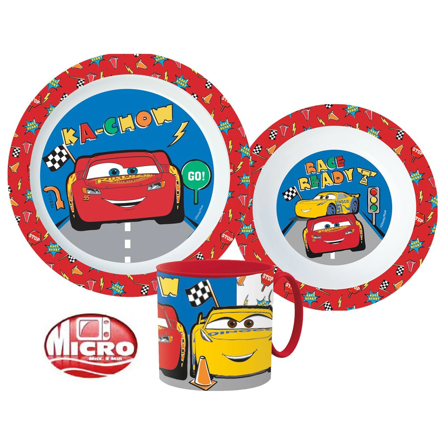 Disney Cars Lets Race Geschirr-Set, Mikroplastik-Set mit Tasse 265 ml Produktfoto