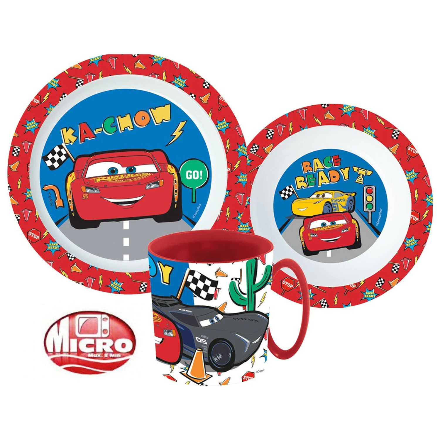 Disney Cars Let's Race Geschirrset, Micro Plastikset mit Tasse Produktfoto
