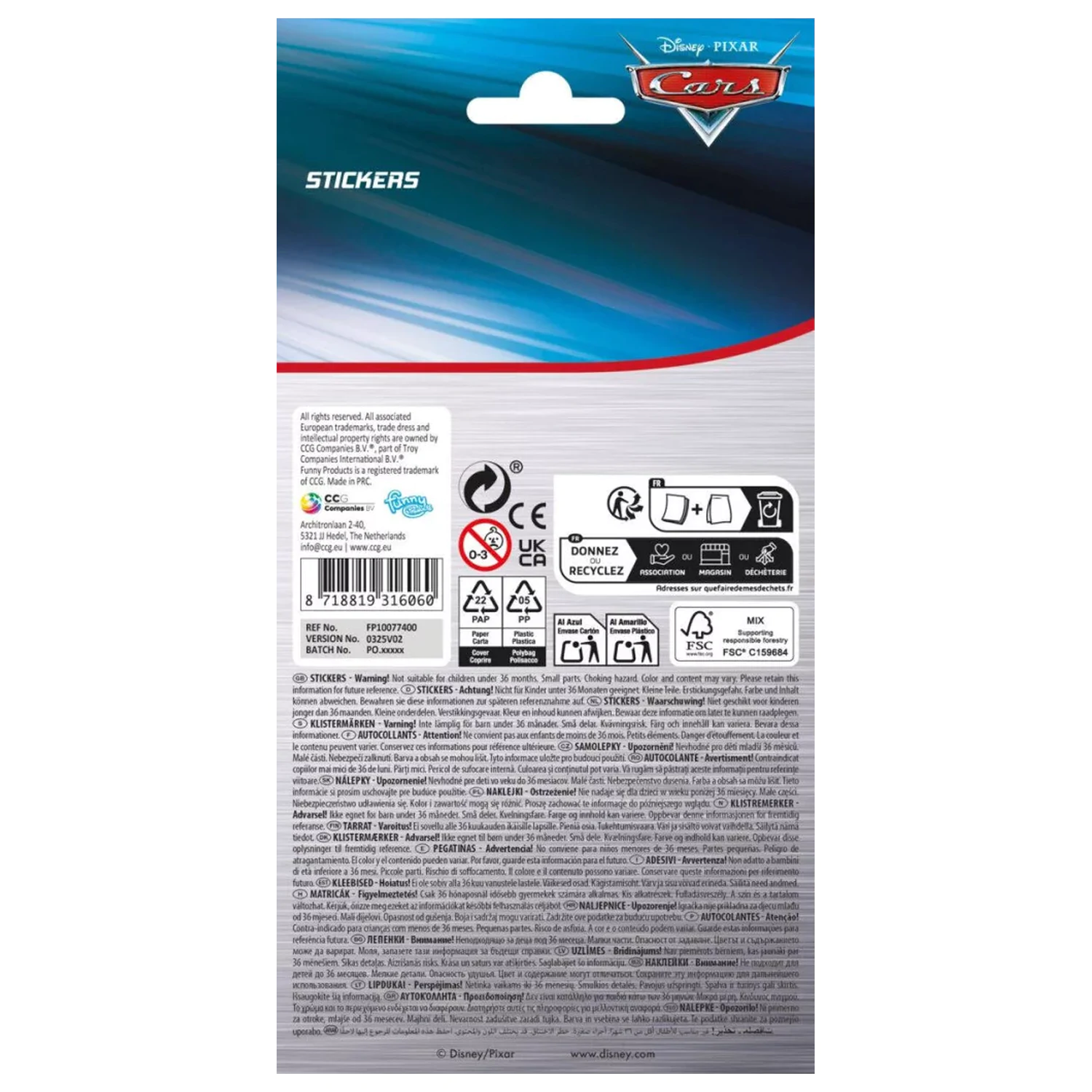Disney Cars Race Holografischer Aufkleber Produktfoto