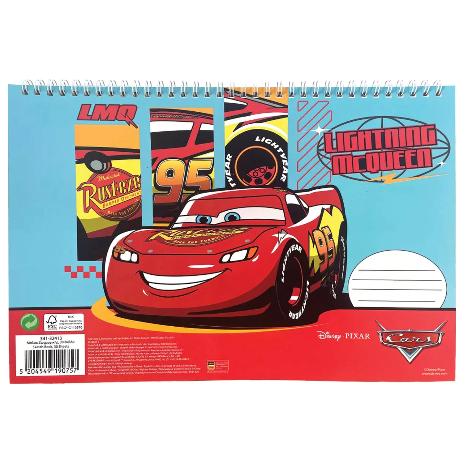 Disney Cars Roaring A/4 Spiral Skizzenbuch, 30 Blätter Produktfoto