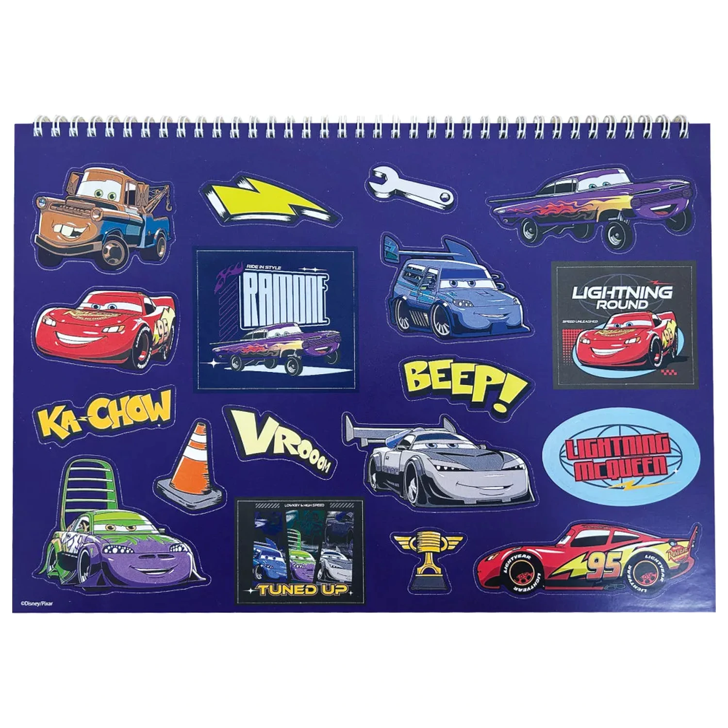 Disney Cars Roaring A/4 Spiral Skizzenblock 40 Blätter mit Stickern Produktfoto
