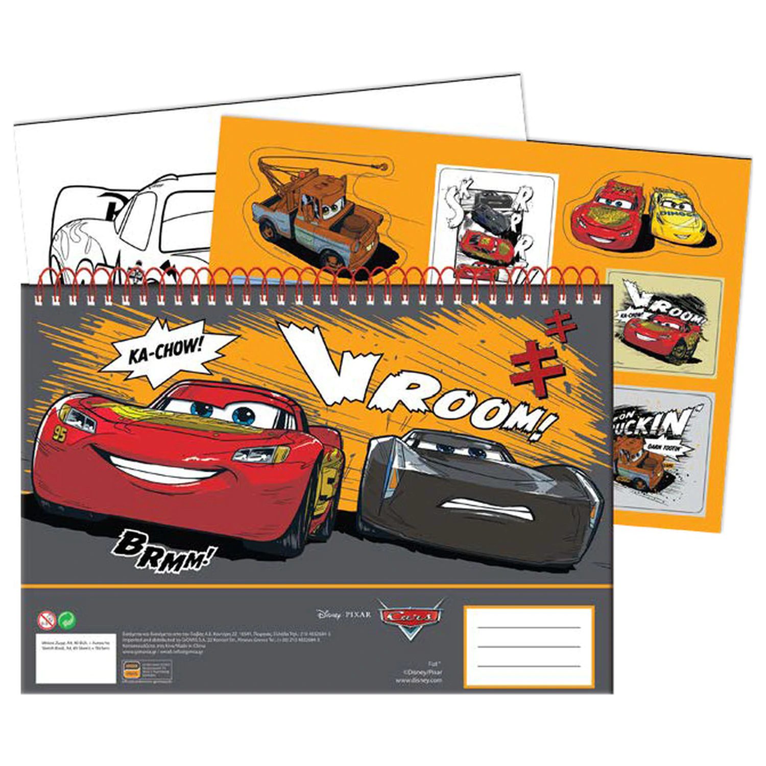 Disney Cars Vroom A/4 Spiral-Skizzenbuch 40 Blatt mit Aufklebern Produktfoto