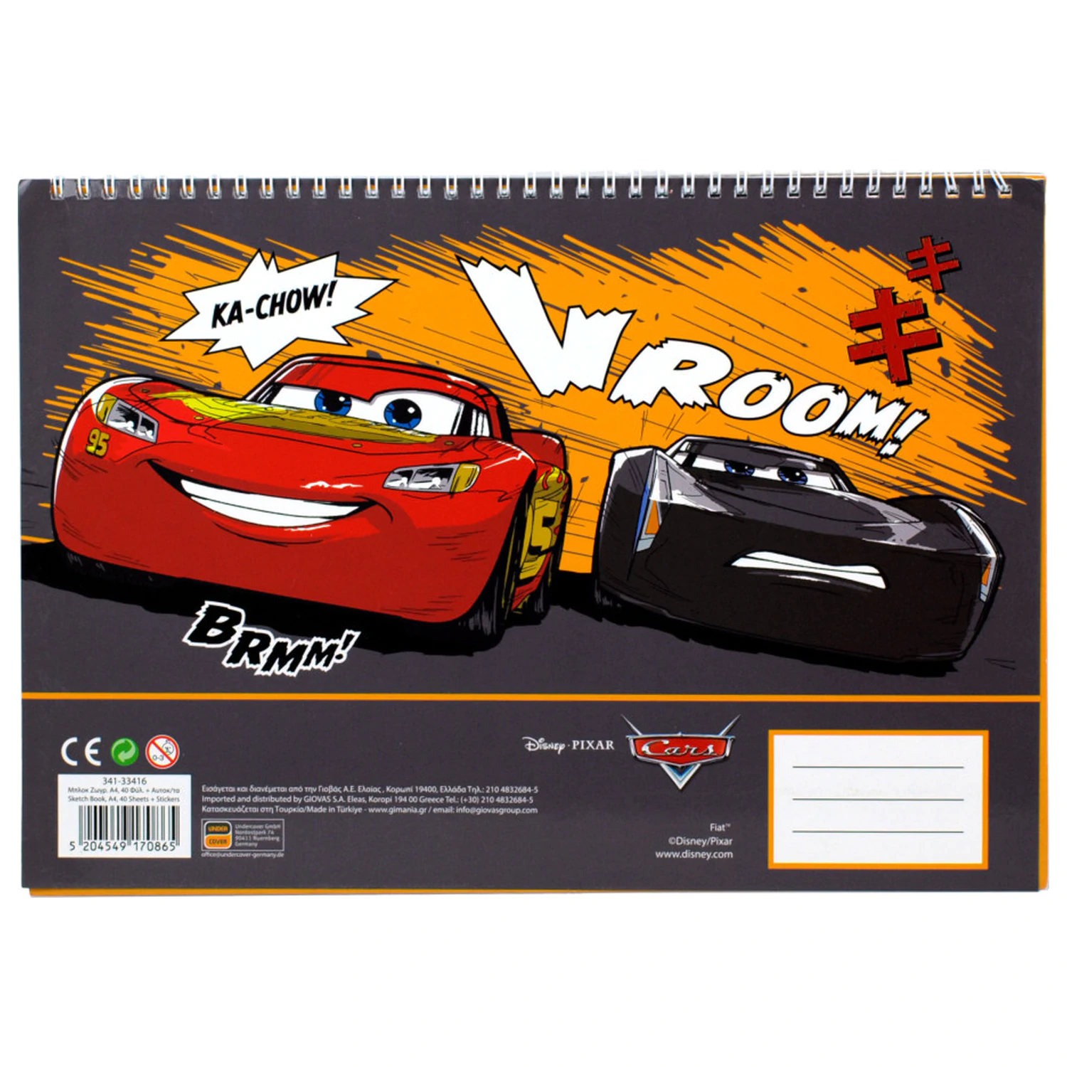 Disney Cars Vroom A/4 Spiral-Skizzenbuch 40 Blatt mit Aufklebern Produktfoto