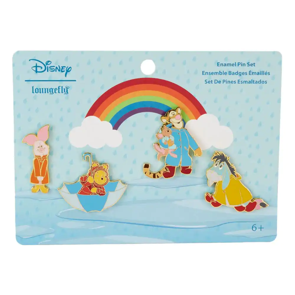 Disney by Loungefly Pin Ansteck-Pins 4er-Set Winnie the Pooh &amp; Friends Rainy Day 4 cm Produktfoto