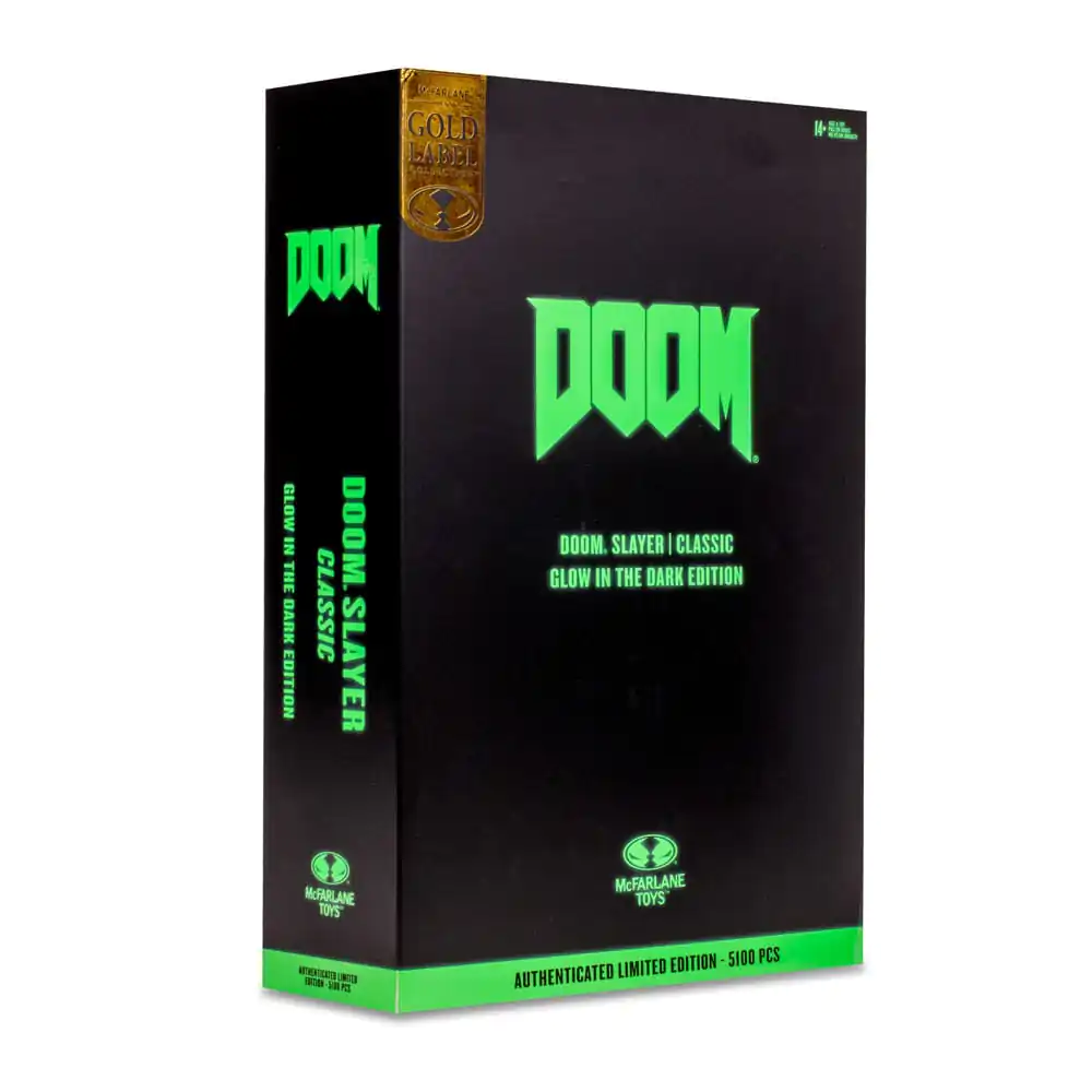Doom Eternal Actionfigur Doom Slayer Classic (Glow In The Dark Edition) Gold Label 18 cm Produktfoto