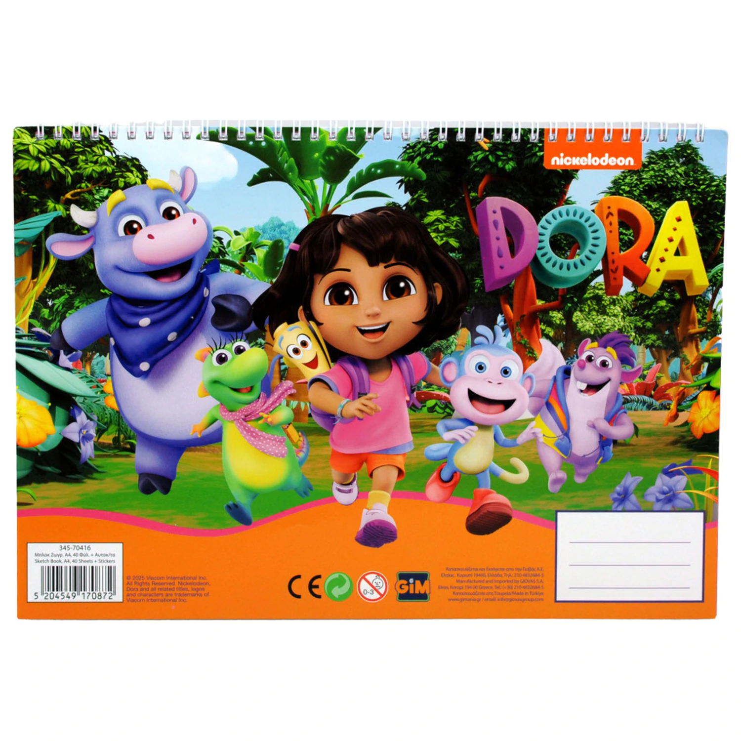 Dora the Explorer Jungle A/4 Spiral Skizzenbuch mit 40 Stickern Produktfoto