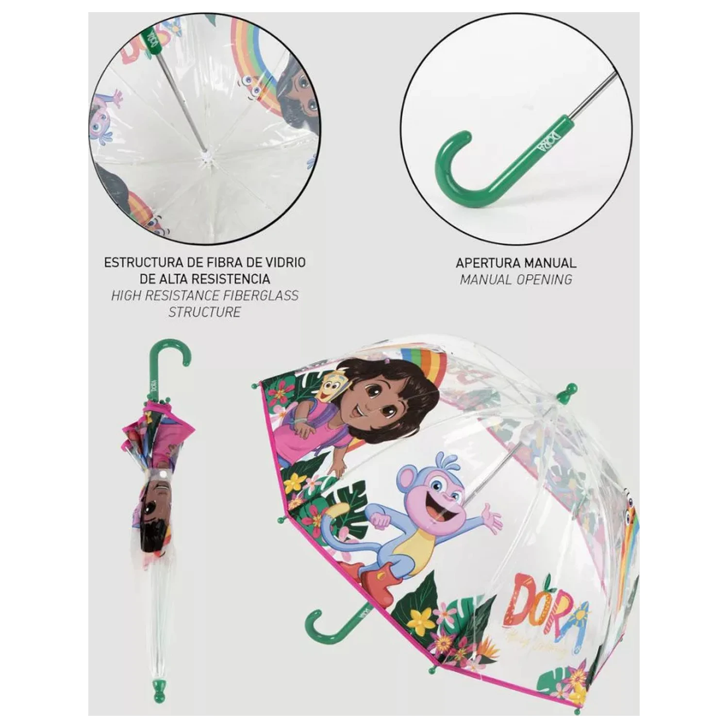 Dora the Explorer Jungle Kinder klarer Regenschirm Produktfoto
