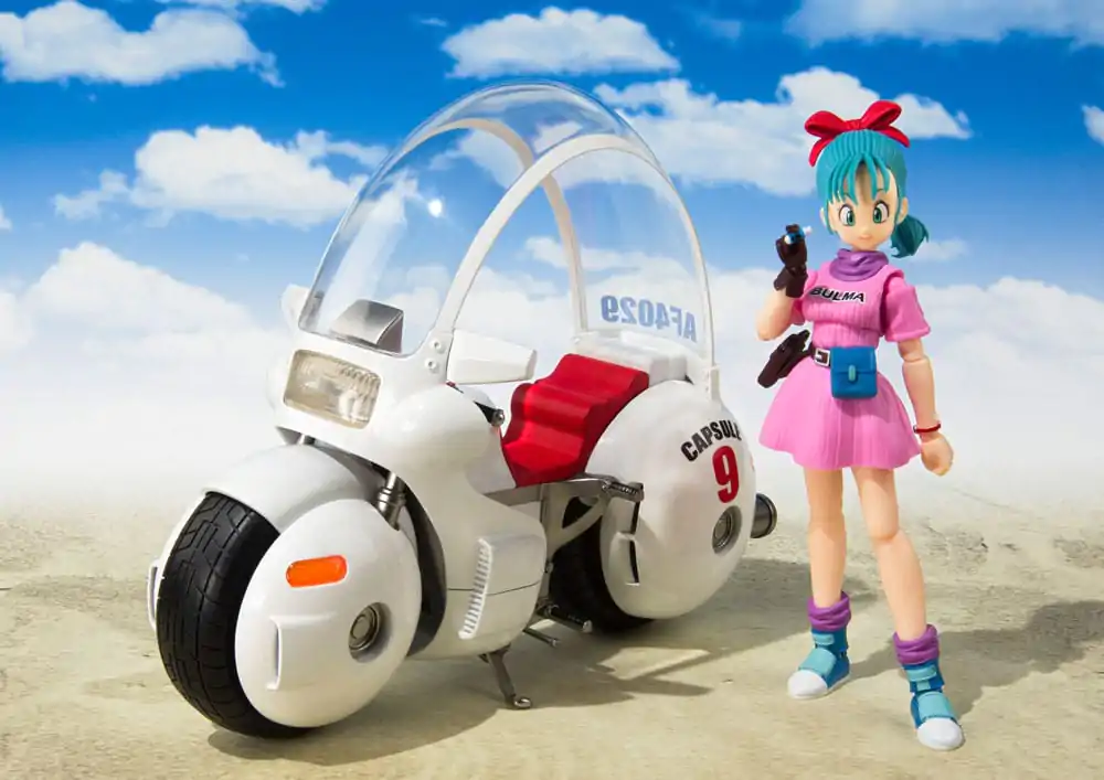 Dragon Ball S.H. Figuarts Fahrzeug mit Figur Bulma's Motorcycle Hoipoi Capsule No. 9 17 cm Produktfoto