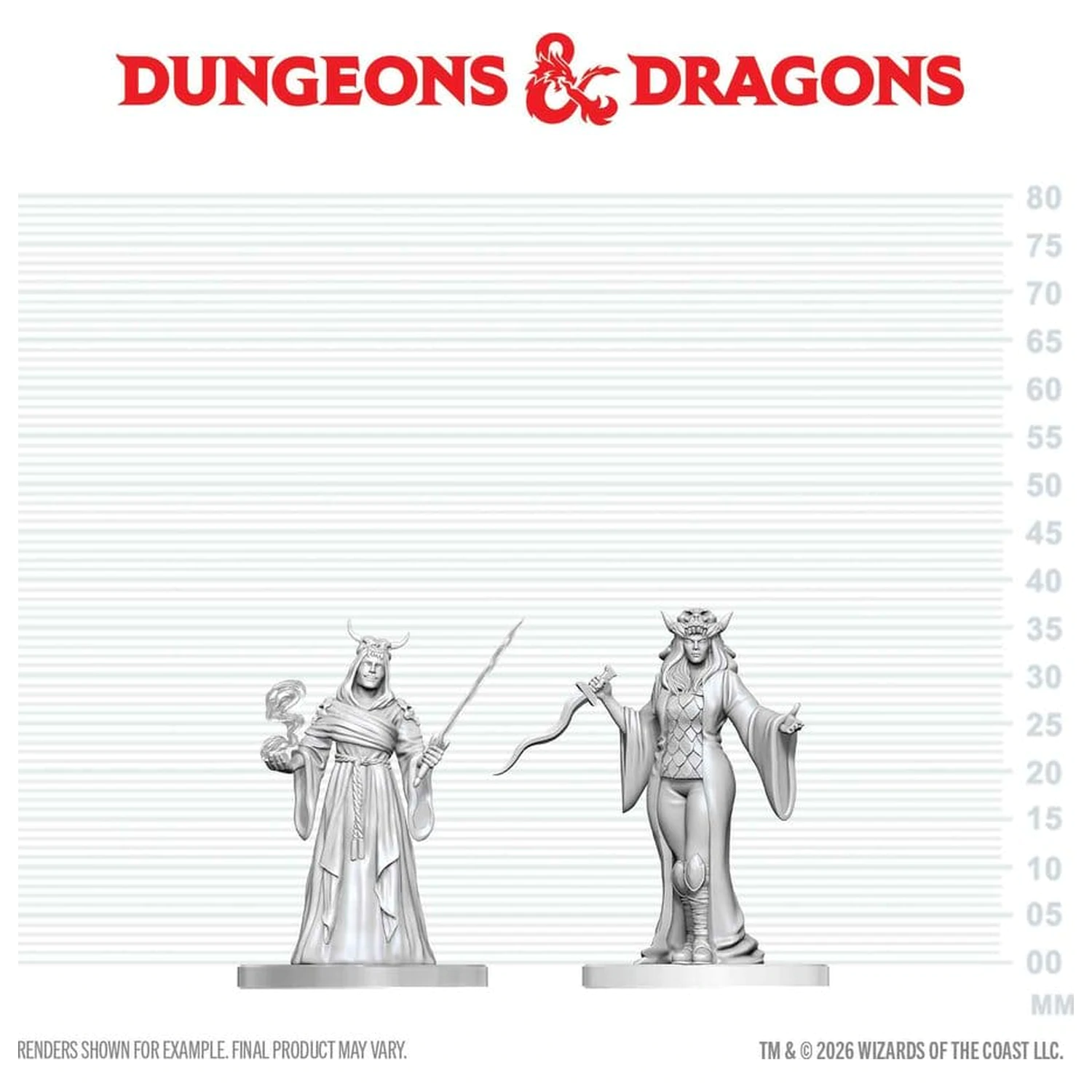 Dungeons & Dragons Nolzur's Marvelous Miniatures Unbemalte Miniatur Cultist Fanatic & Hierophant 14 cm Produktfoto